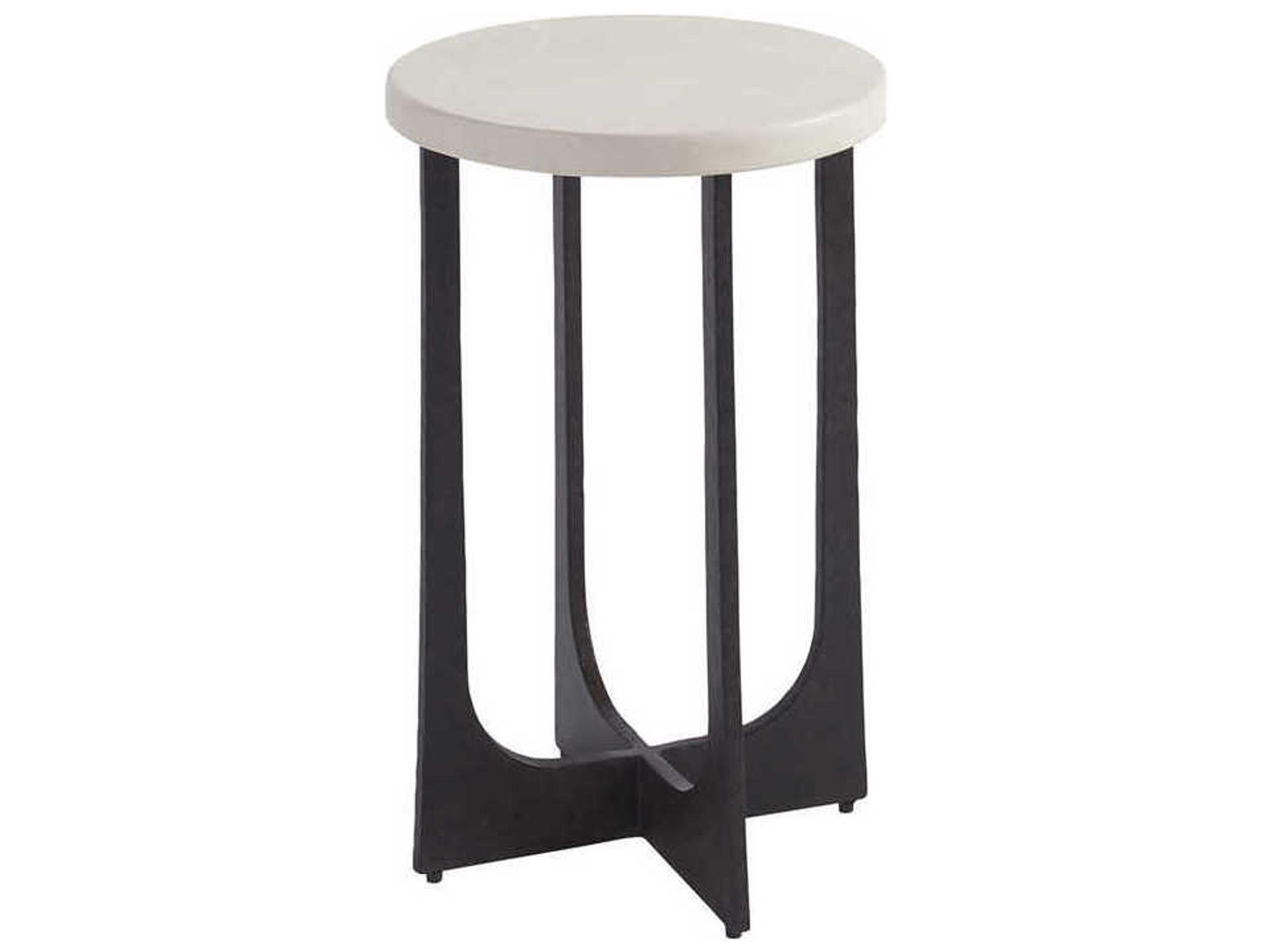 Newport Breakwater Round Sandstone End Table
