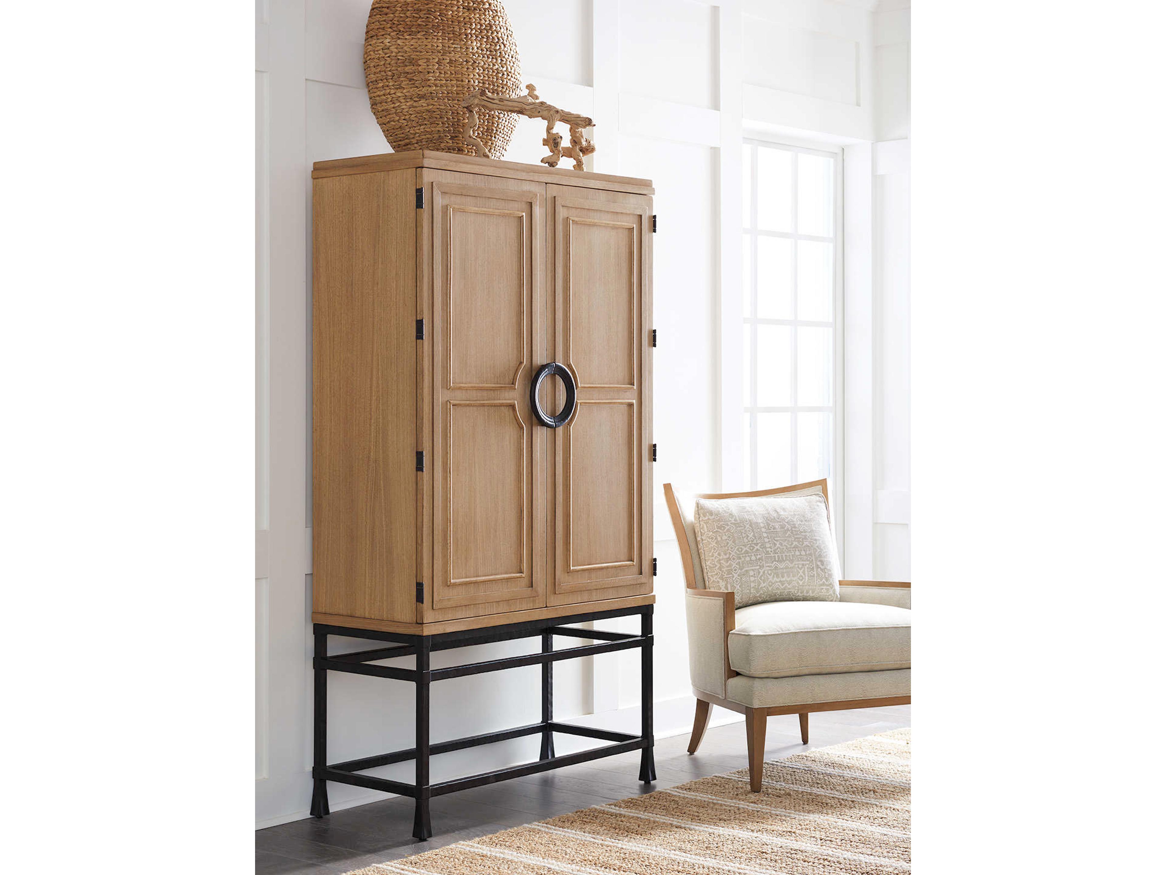 Barclay Butera Newport Jade Brown Sandstone Bar Cabinet