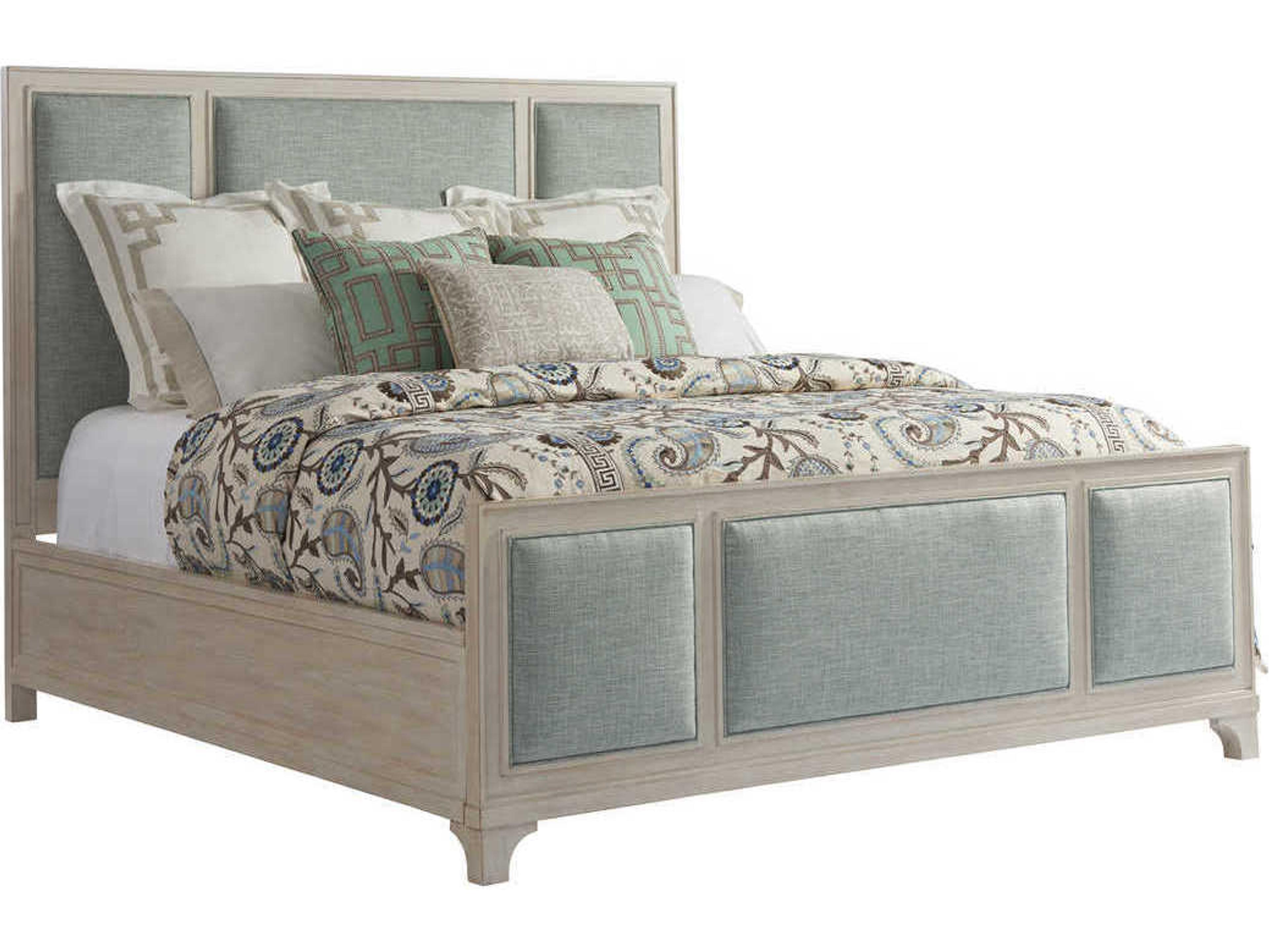 Barclay Butera Newport Crystal Cove Sailcloth Beige Wood King Panel Bed