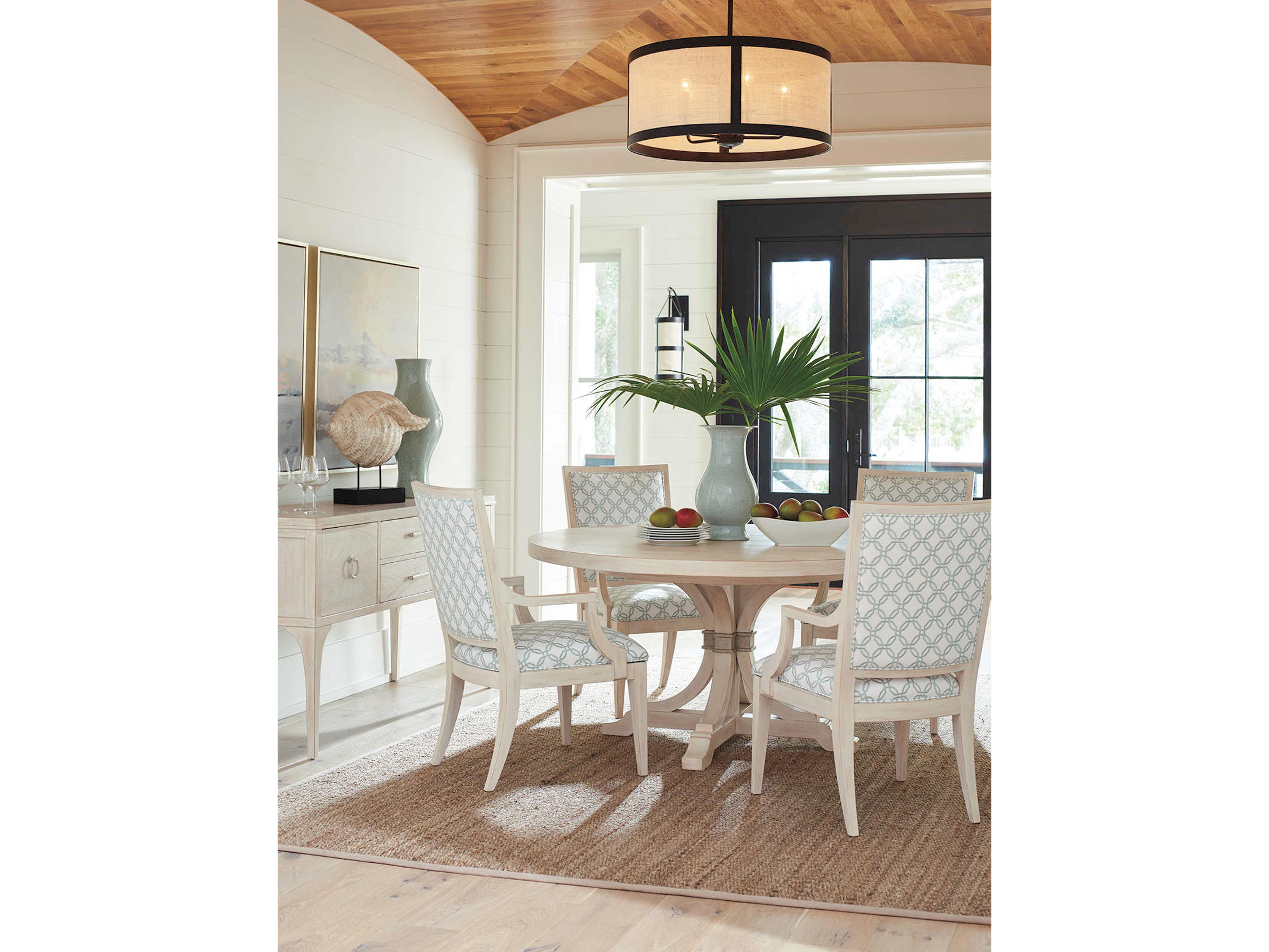 Barclay Butera Newport Blue Upholstered Arm Dining Chair