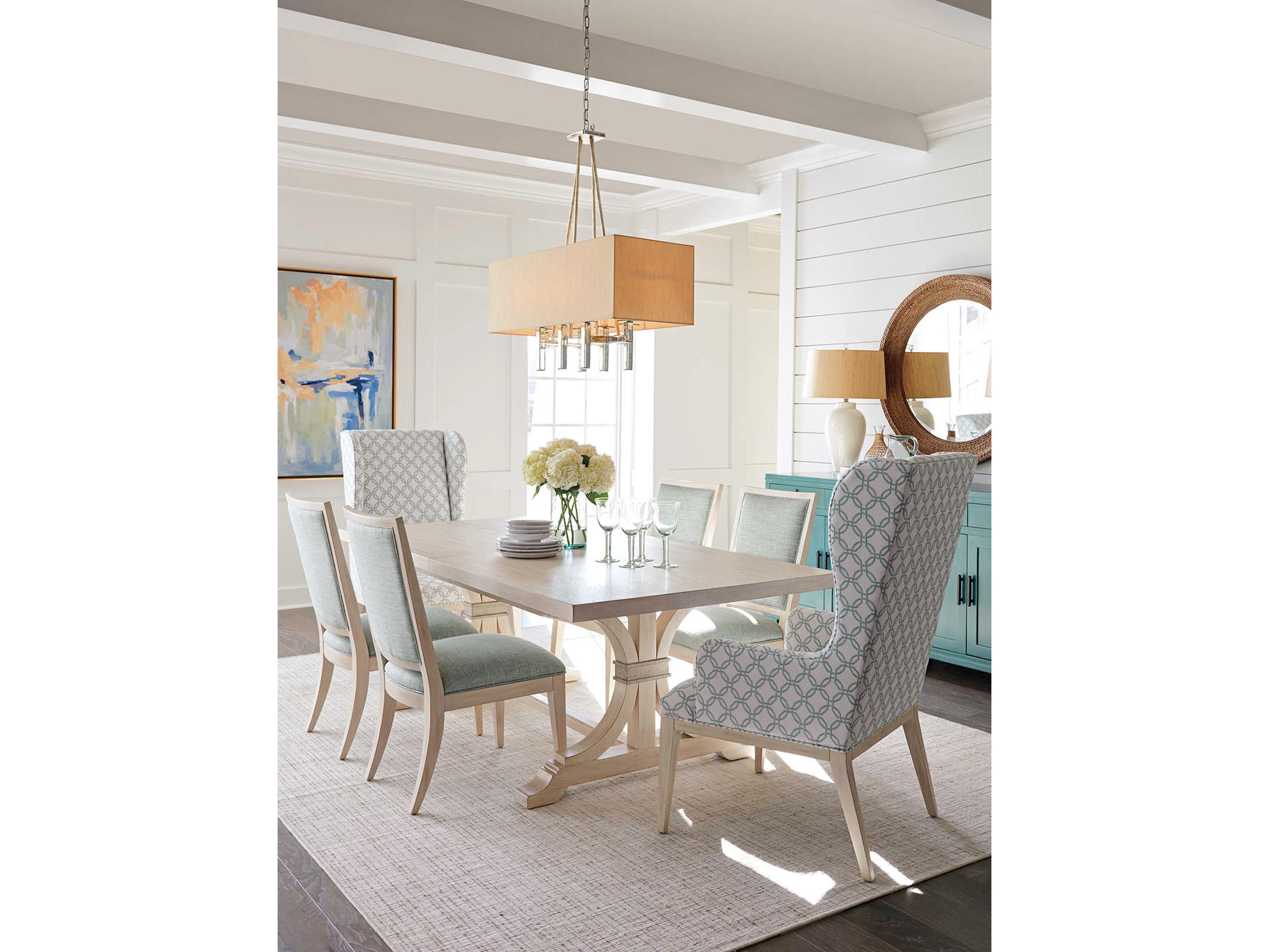 Barclay Butera Newport Seacliff Leather Green Upholstered Arm Dining Chair