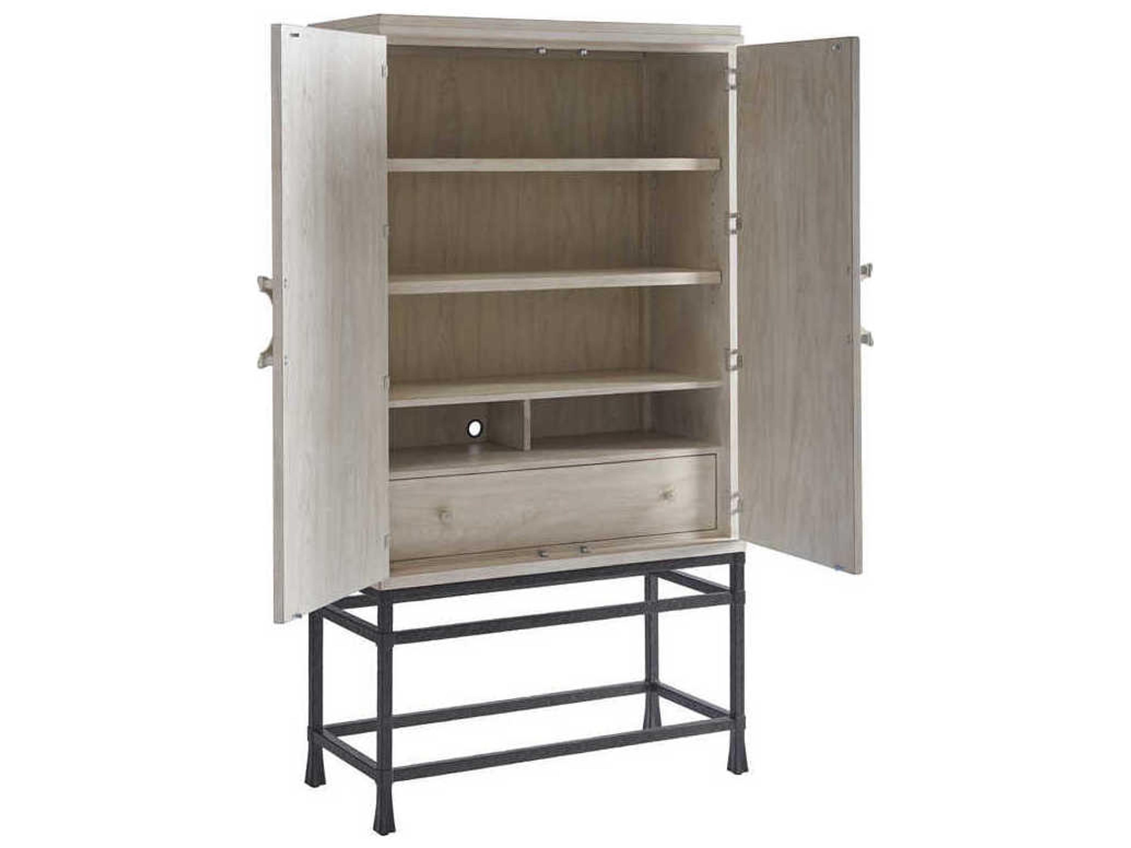 Barclay Butera Newport Jade White Sailcloth Bar Cabinet