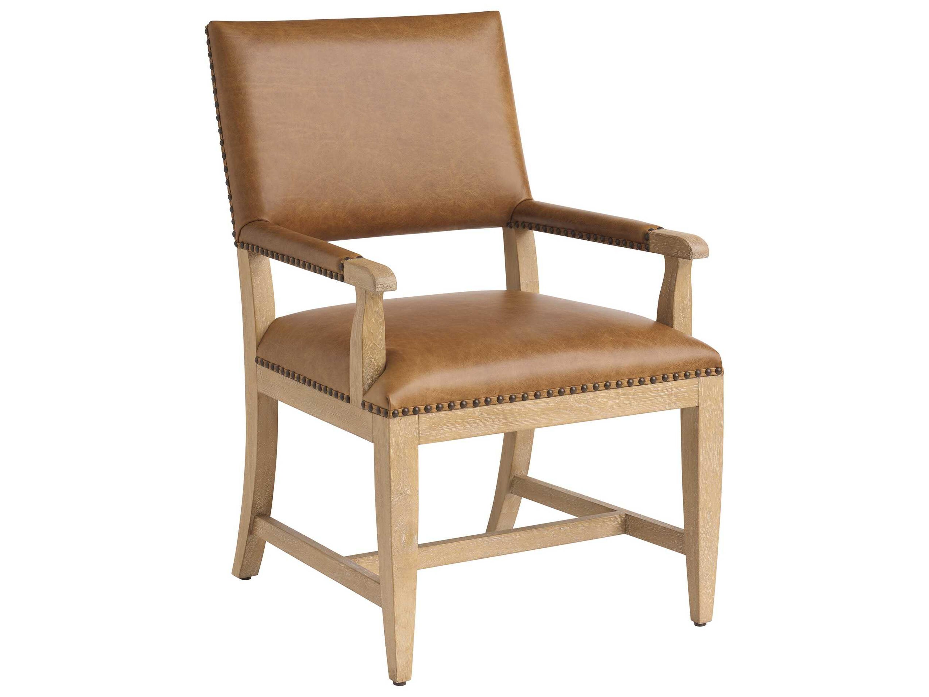 Montecito Colburn Brown Leather Arm Dining Chair