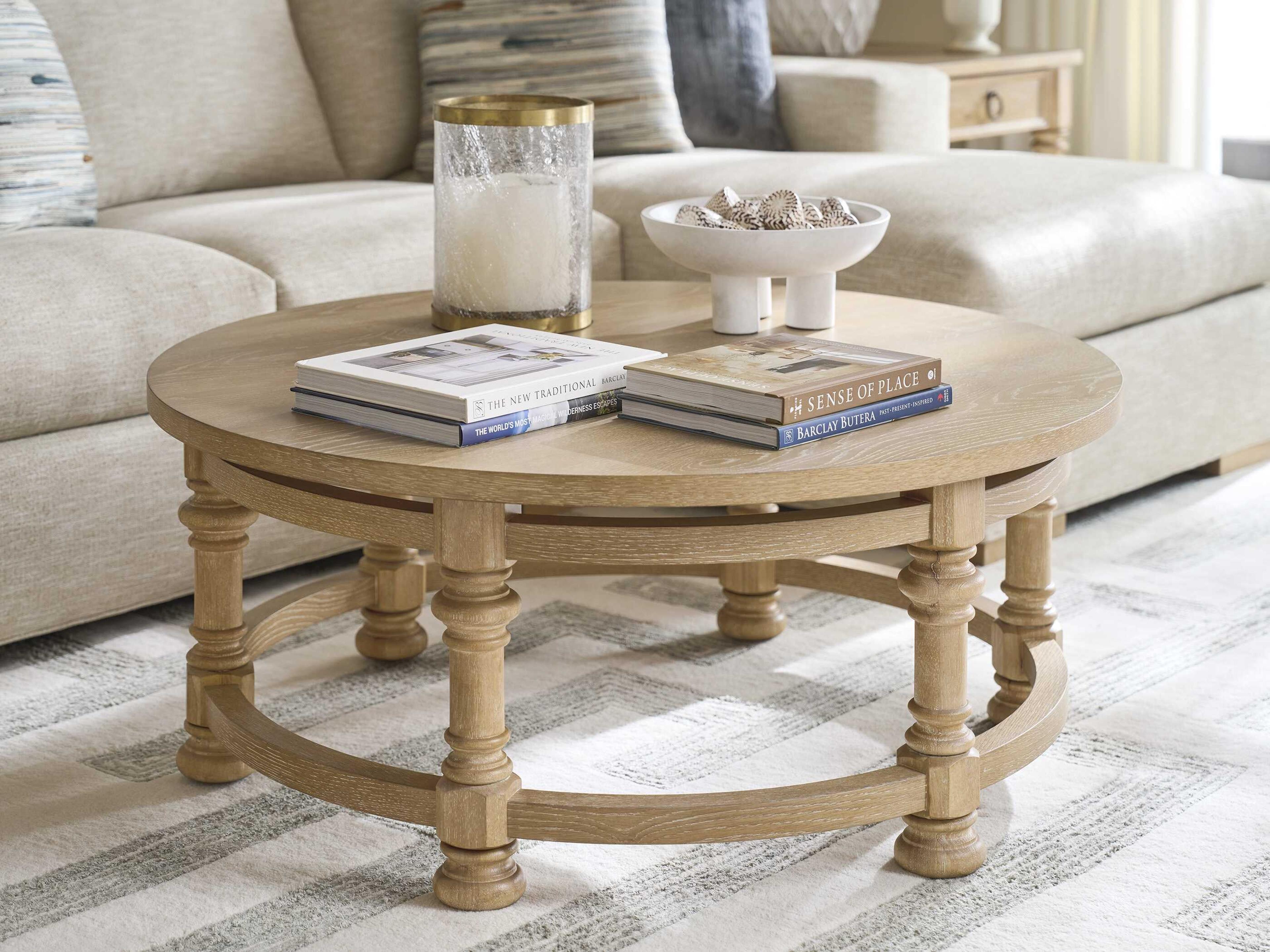 Barclay Butera Montecito Hollister Round Wood Coffee Table