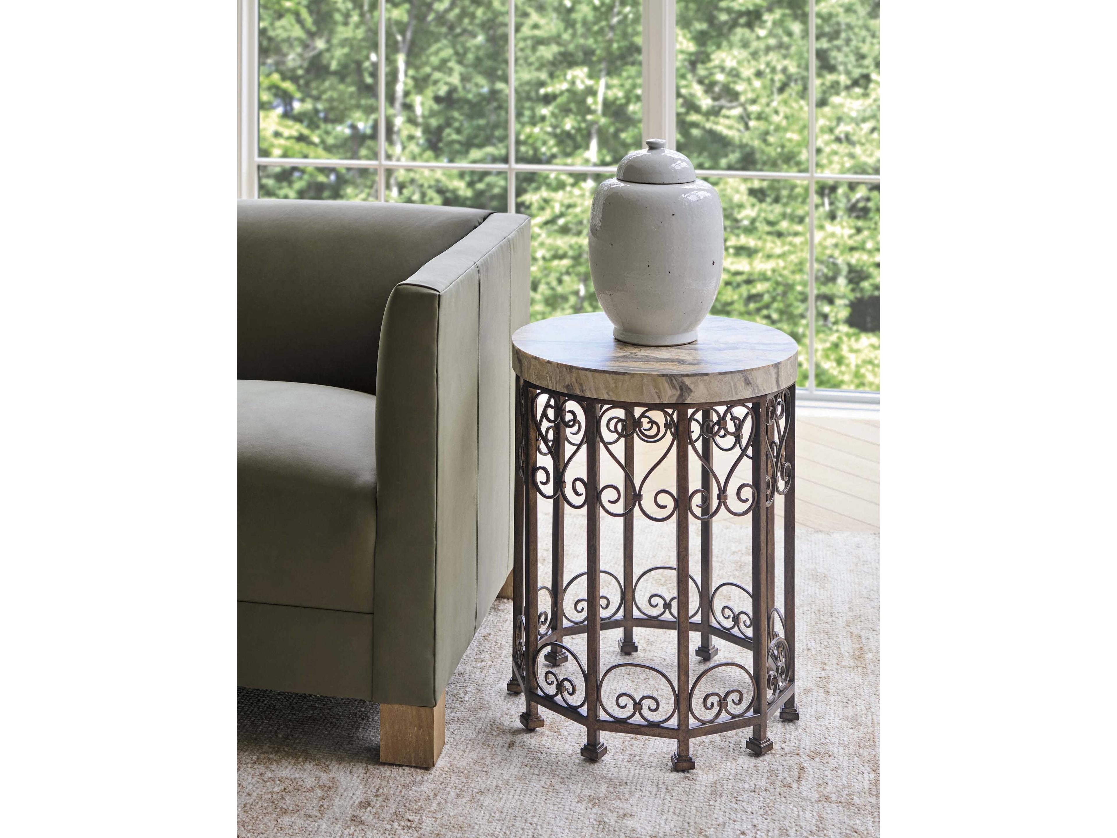 Barclay Butera Montecito Lowery Round Stone End Table