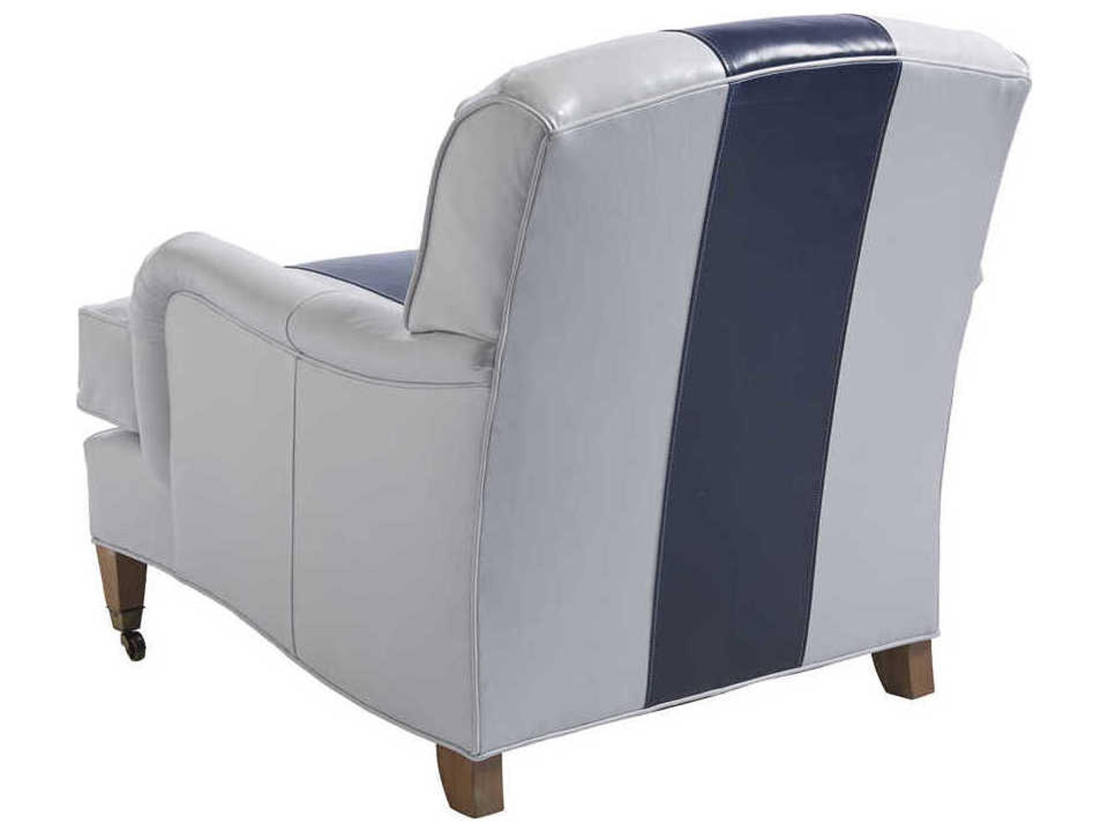 Barclay Butera Upholstery Sydney Rolling Blue Leather Accent Chair