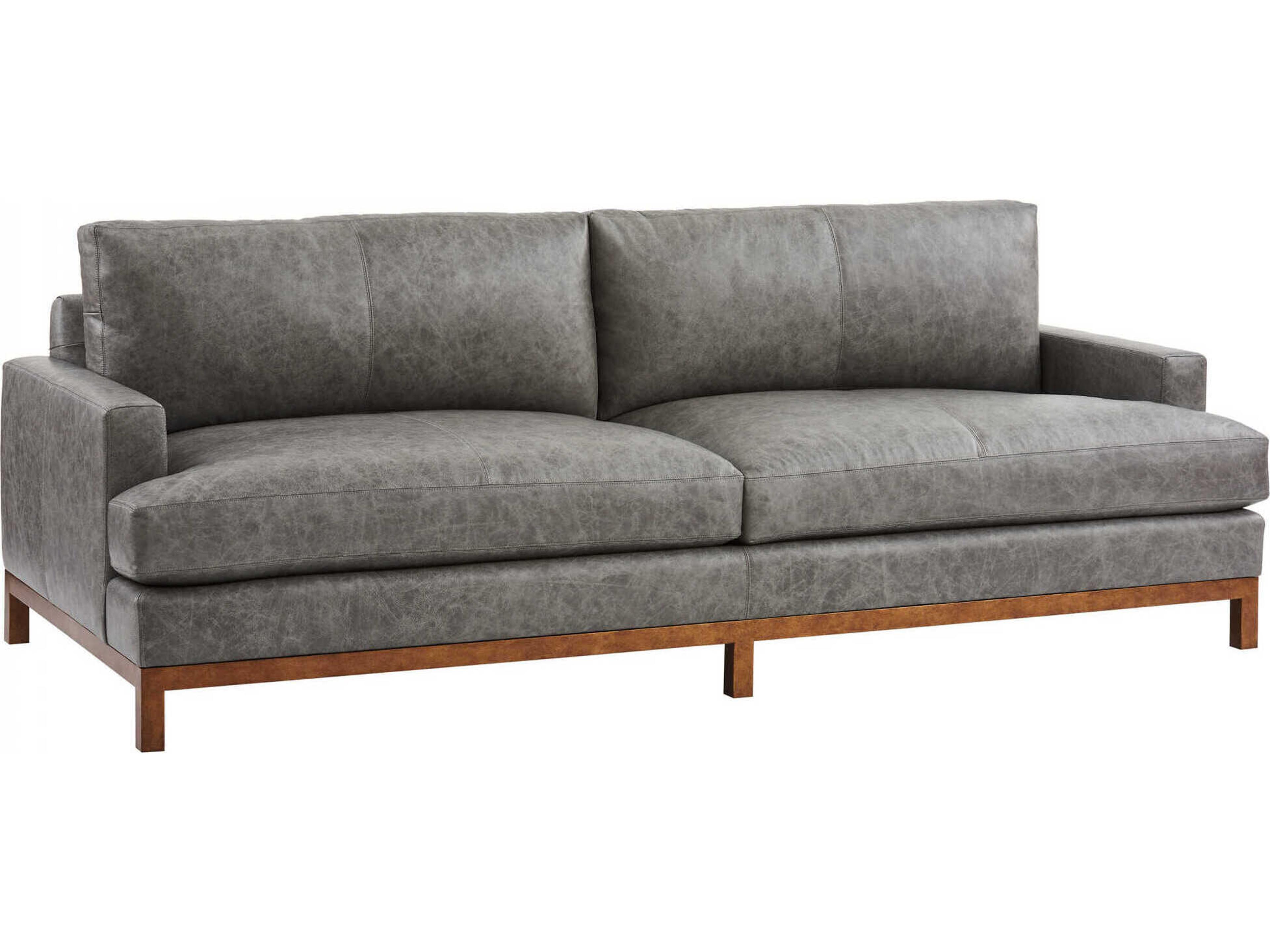 Upholstery Horizon Calais Brass Metal Leather Sofa