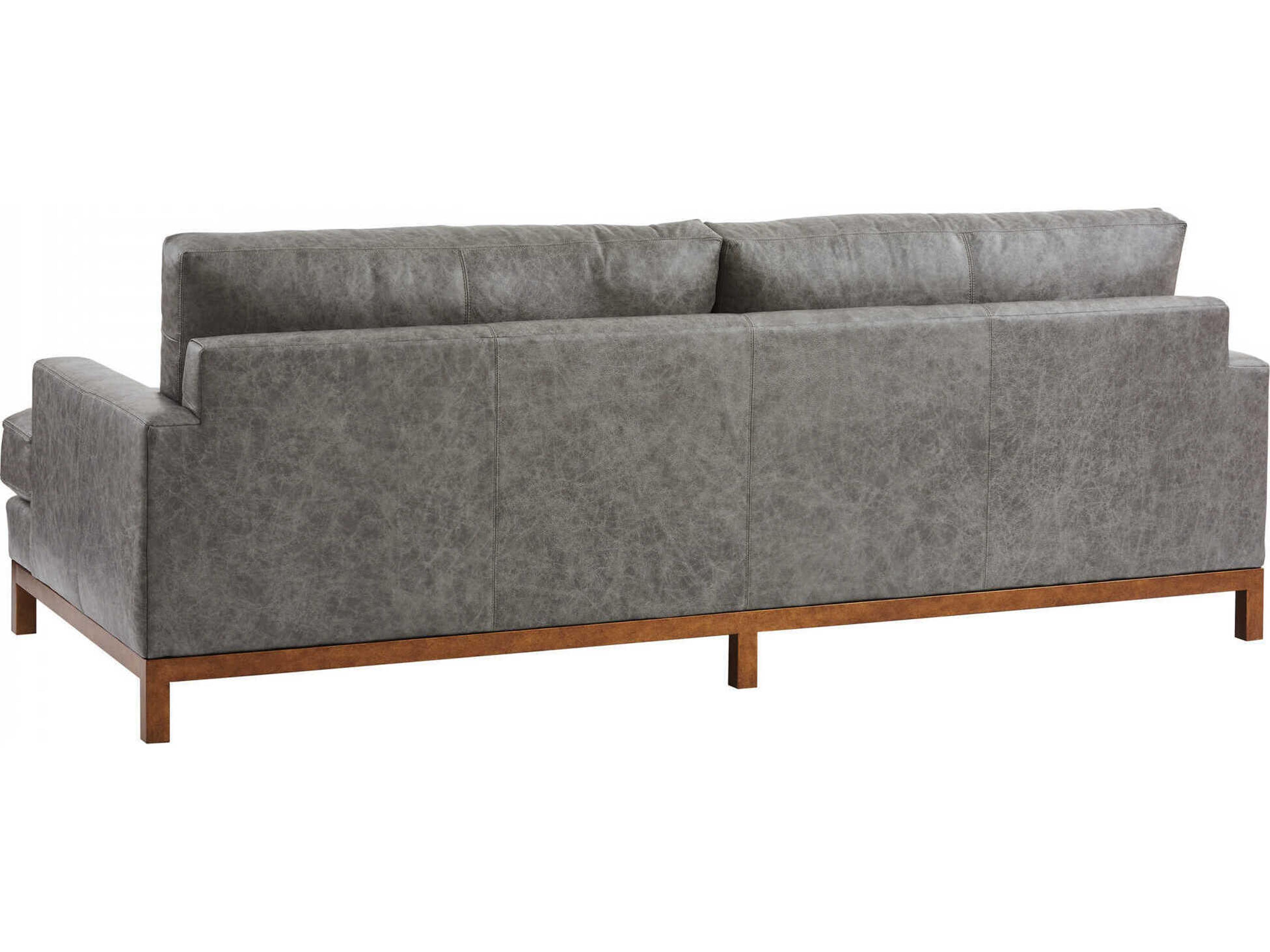 Barclay Butera Upholstery Horizon Calais Brass Metal Leather Sofa