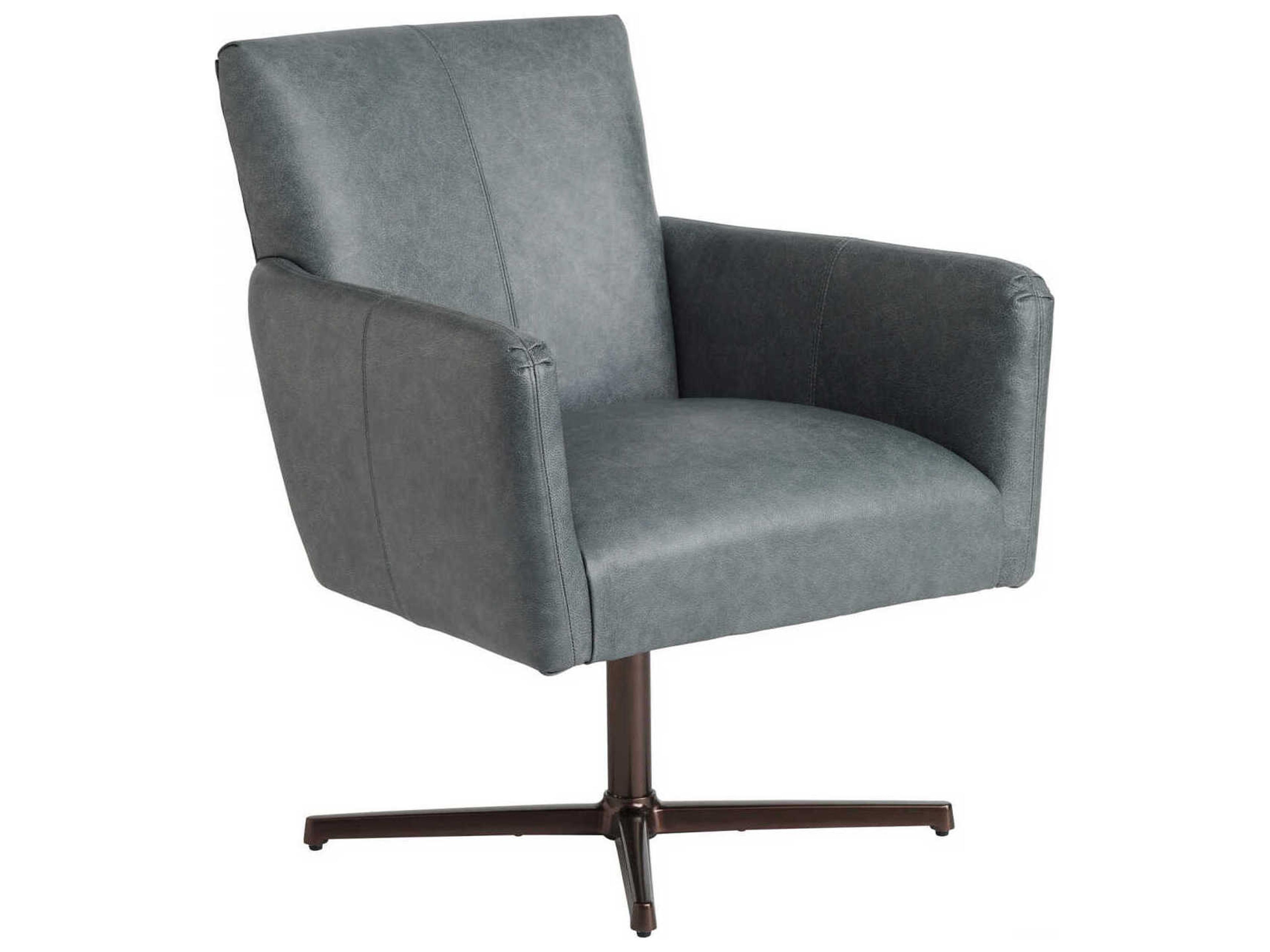 Barclay Butera Upholstery Brooks Swivel Leather Accent Chair
