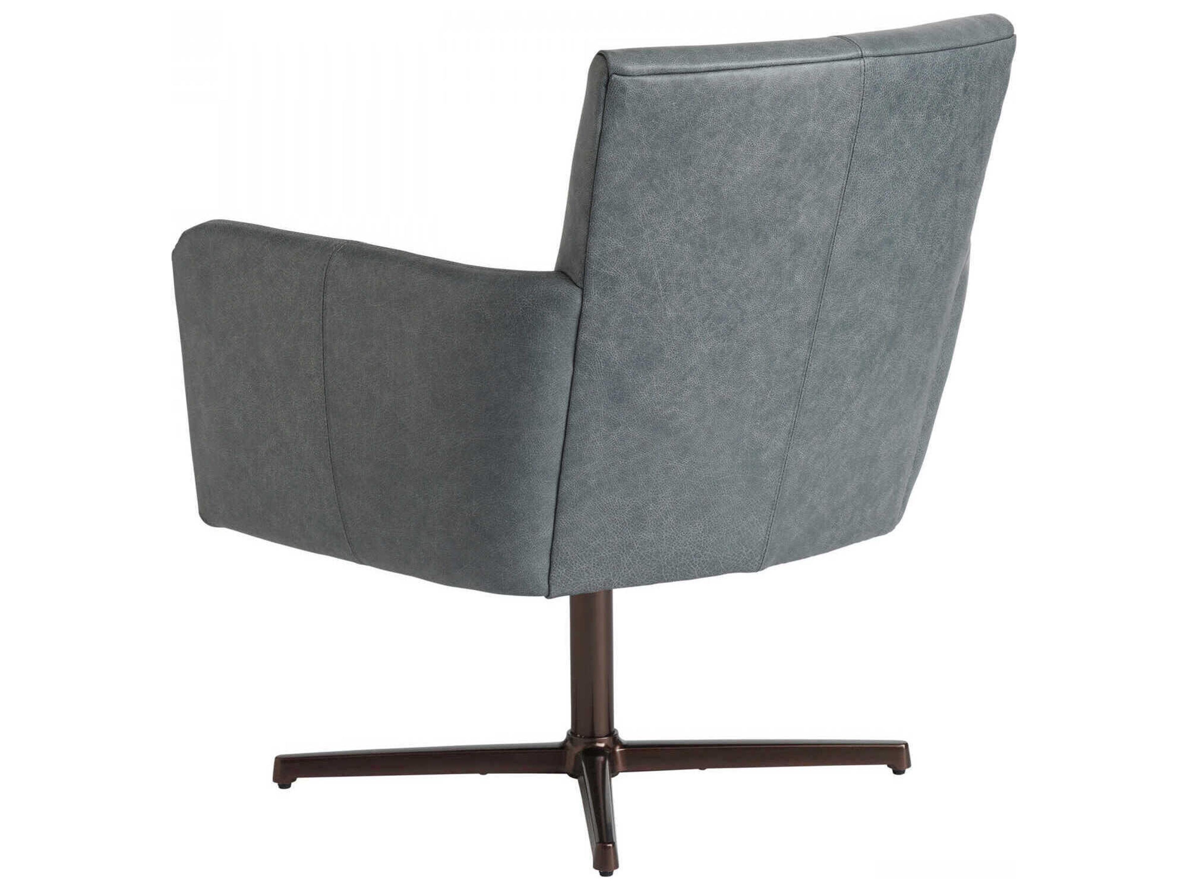 Barclay Butera Upholstery Brooks Swivel Leather Accent Chair