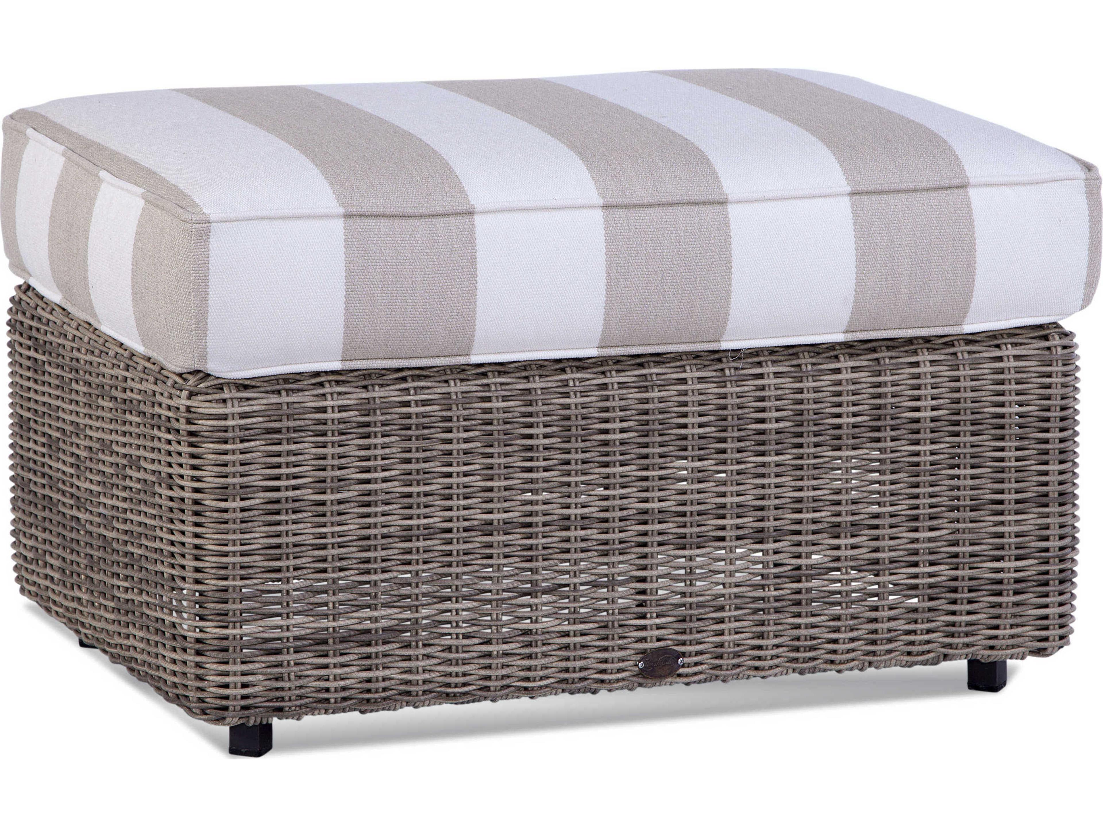 Paradise Bay Driftwood Ottoman with Cushion