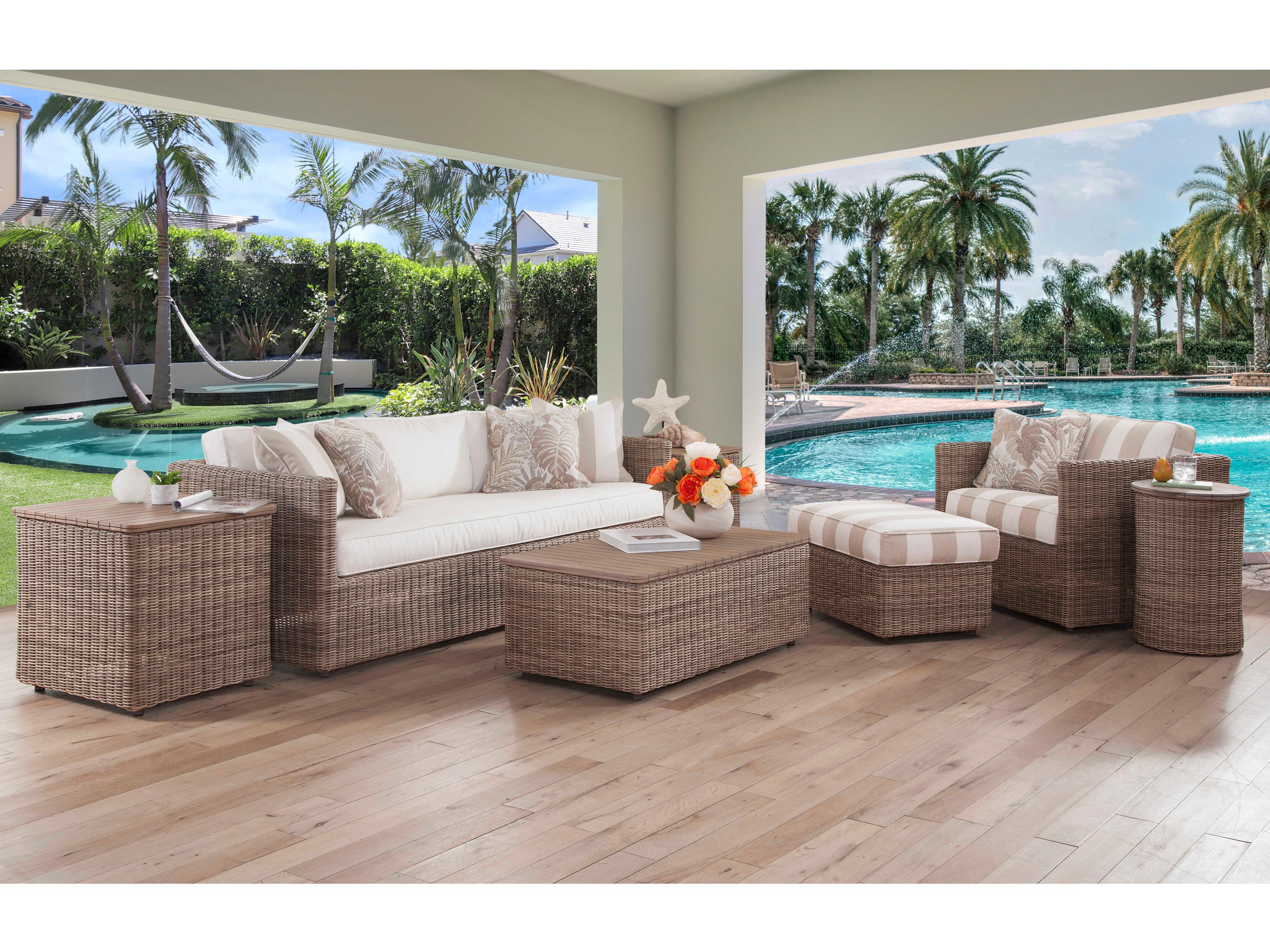 Braxton Culler Outdoor Paradise Bay Driftwood Aluminum Polypropylene Teak Rectangular Coffee Table