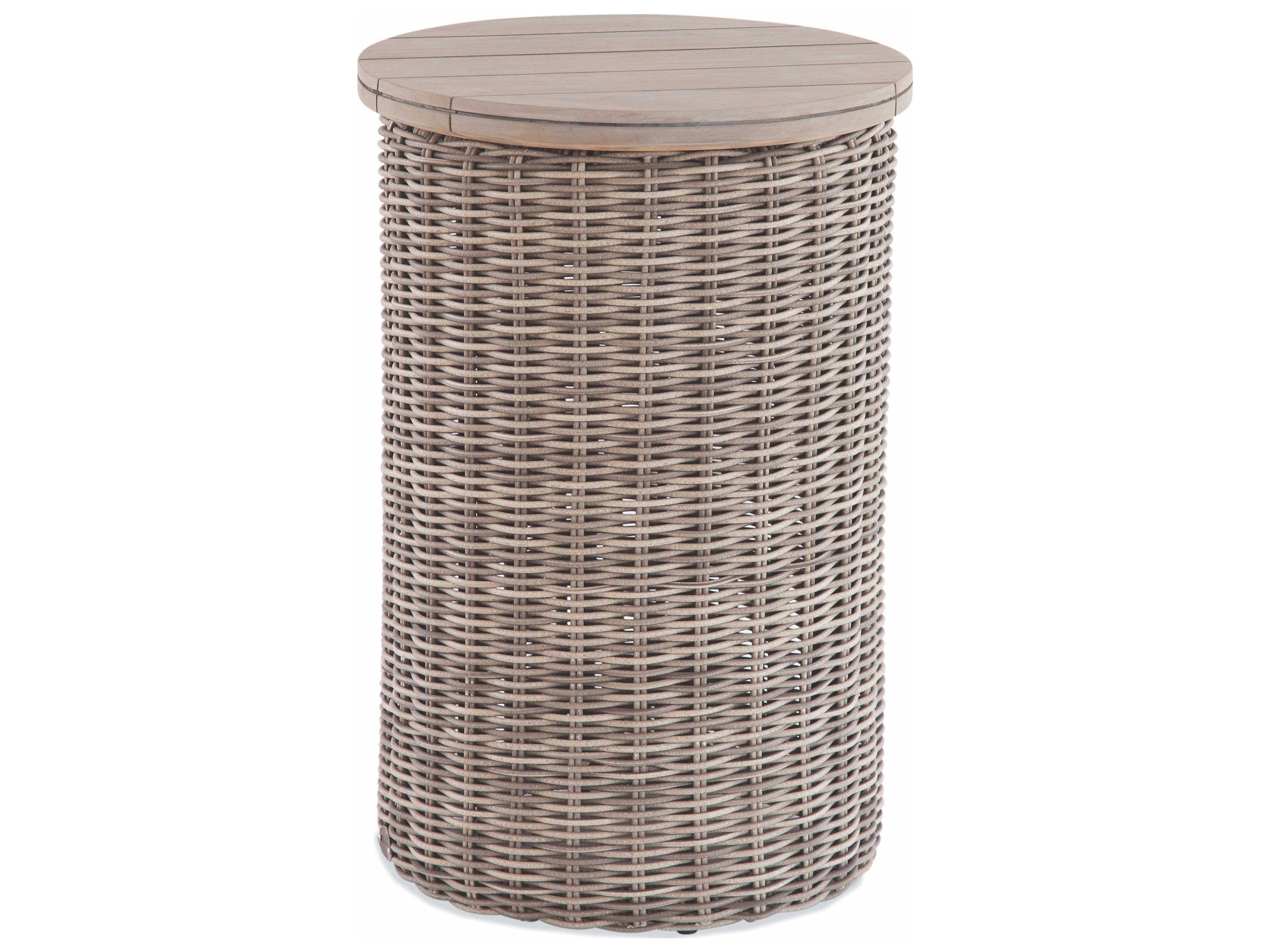Paradise Bay Driftwood Teak Wicker Round End Table