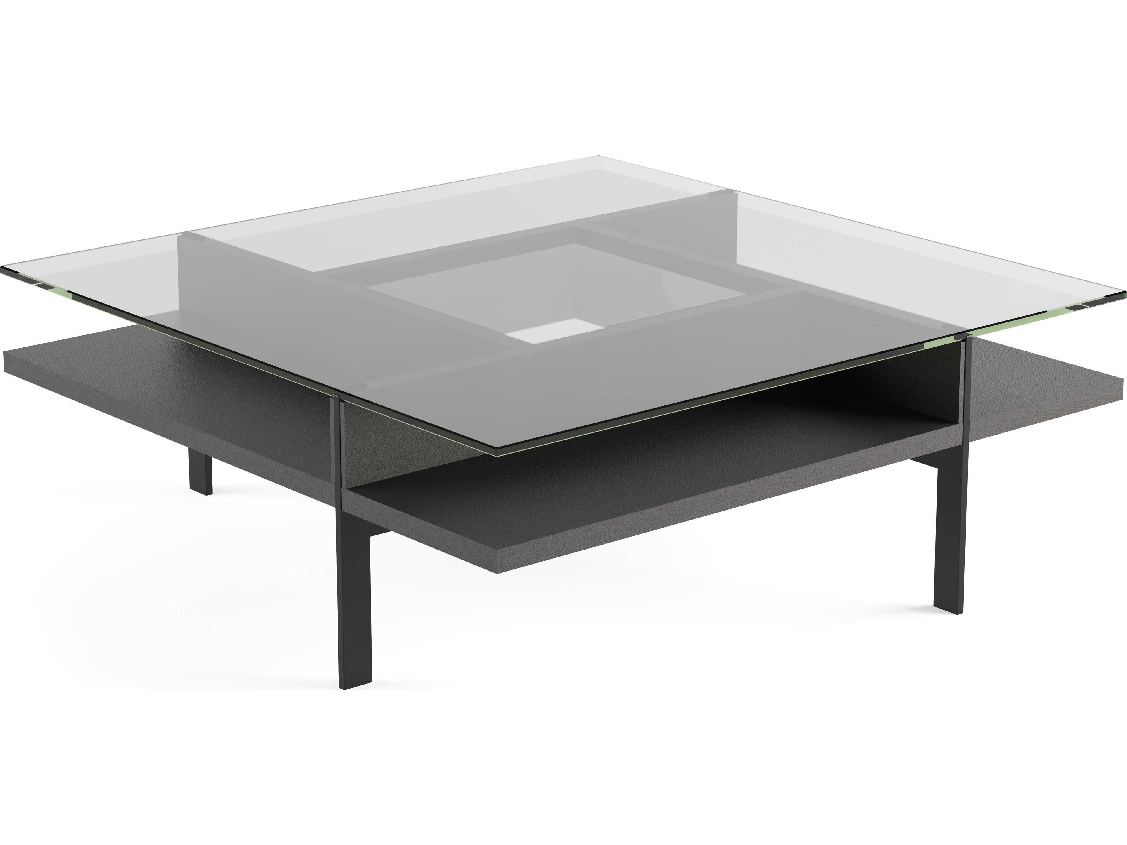 Terrace Square Coffee Table Charcoal Stained Ash Glass Top