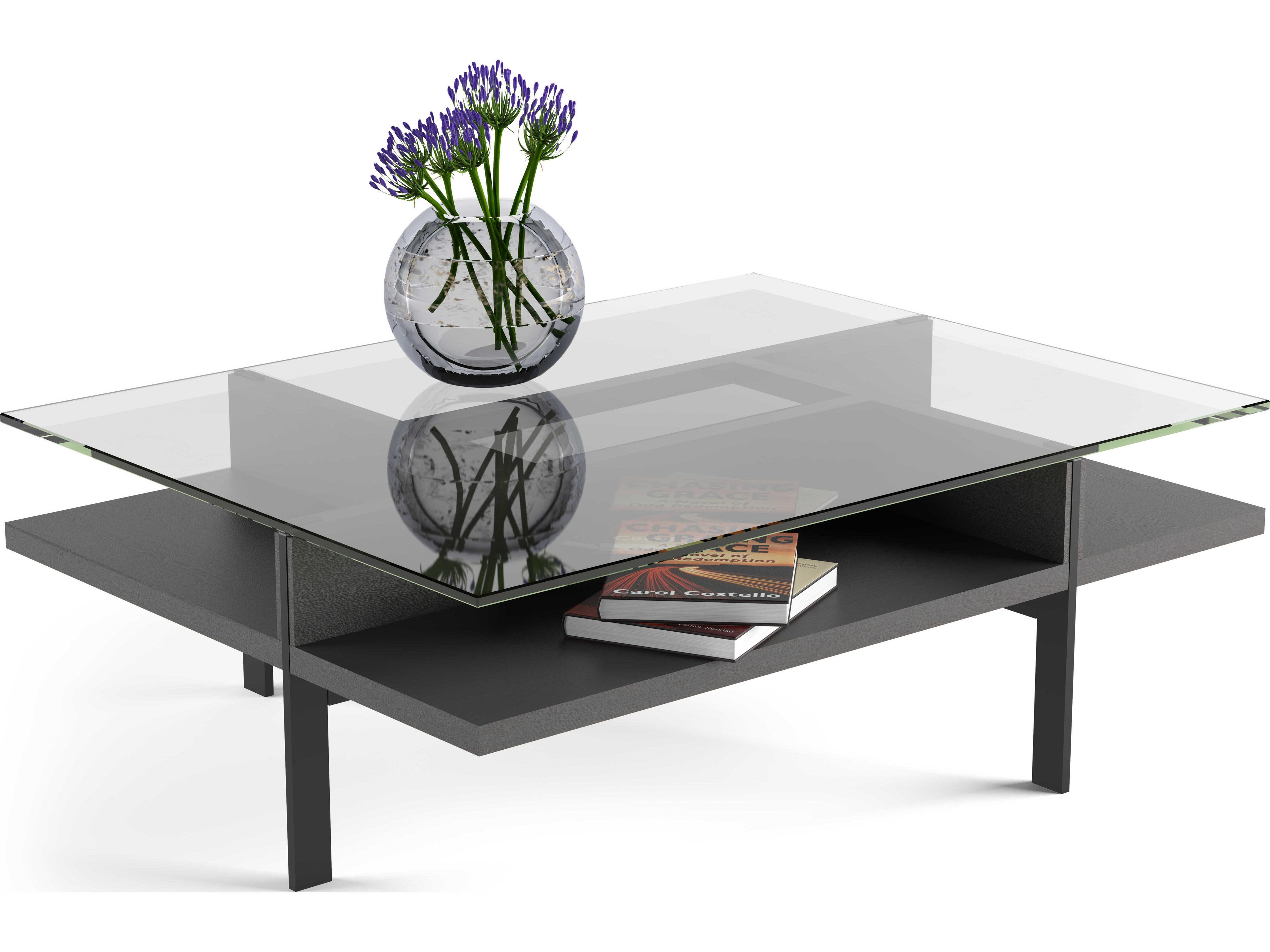 BDI Terrace Rectangular Glass Charcoal Coffee Table