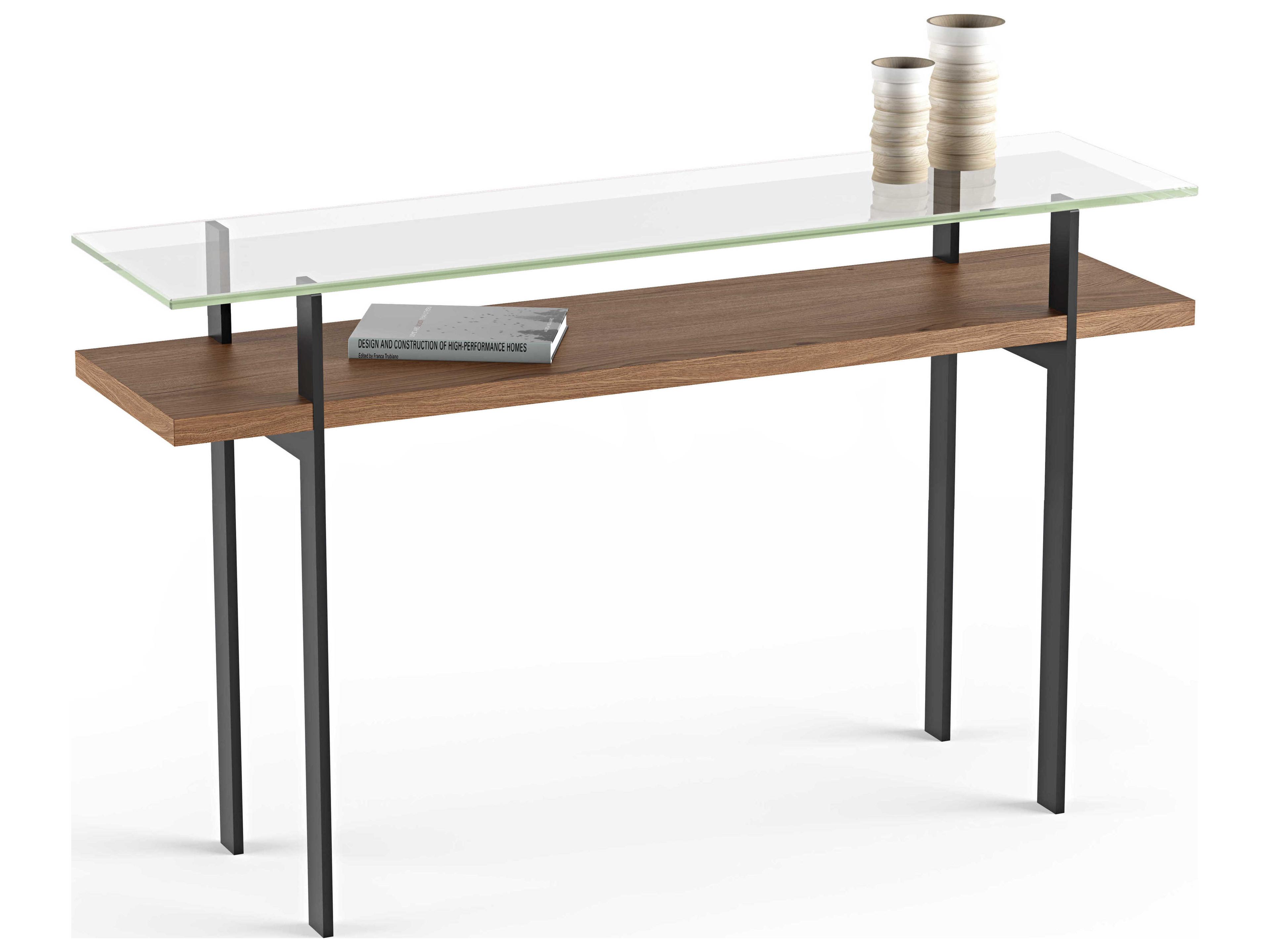 BDI Terrace Rectangular Glass Natural Walnutl Console Table
