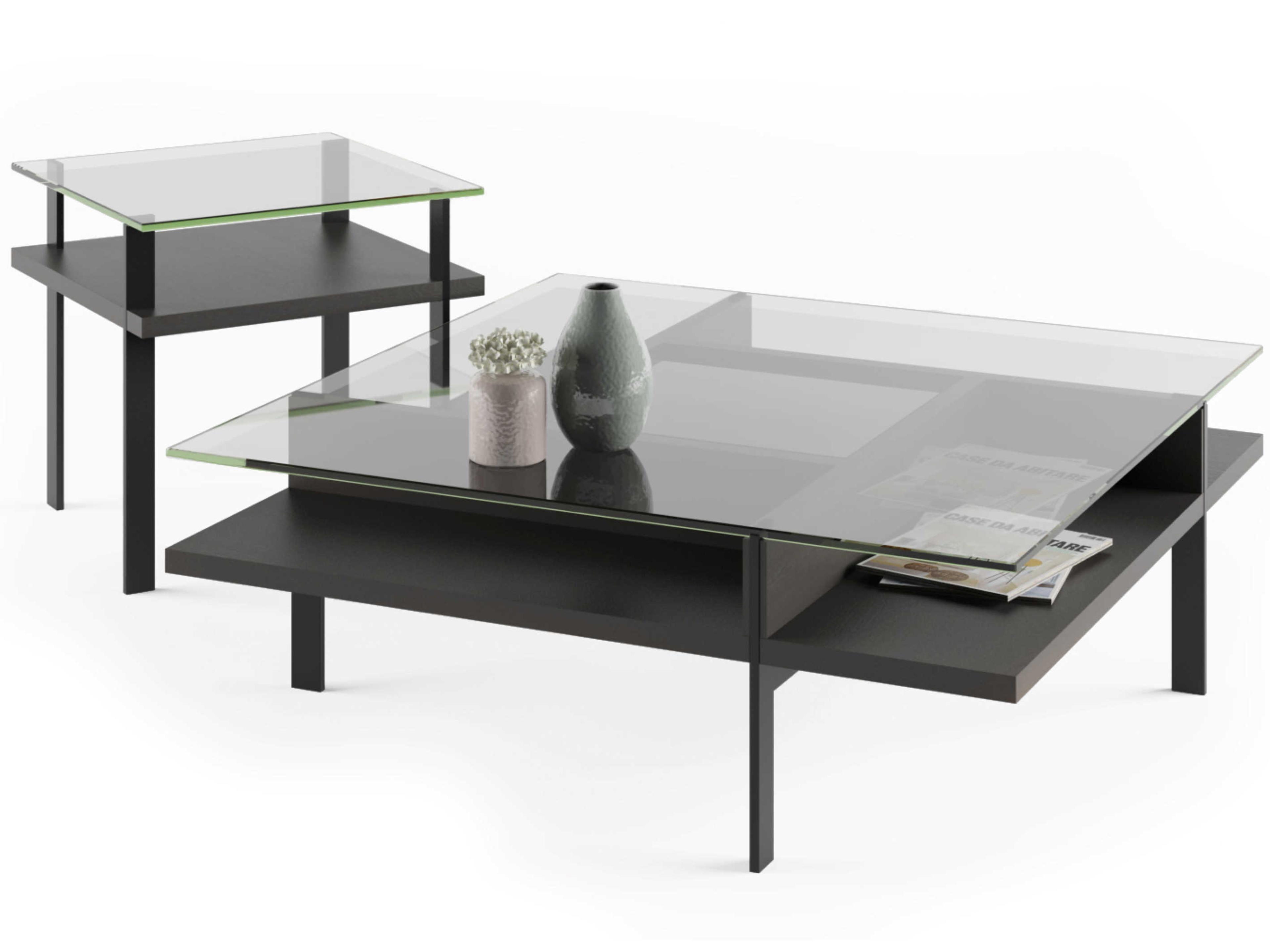 BDI Terrace Square Glass Charcoal End Table