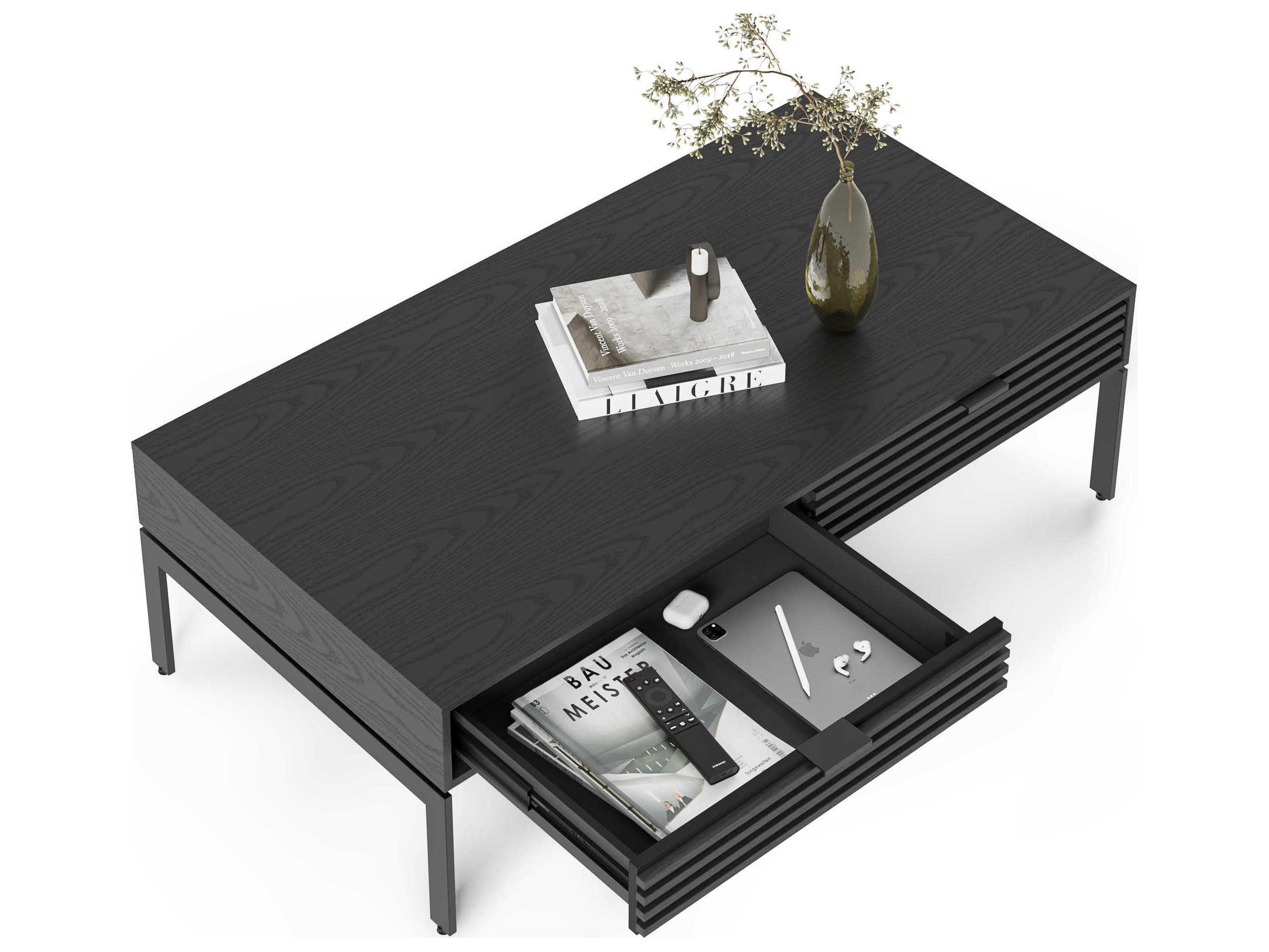 BDI Cora Rectangular Wood Ebonized Ash Black Coffee Table