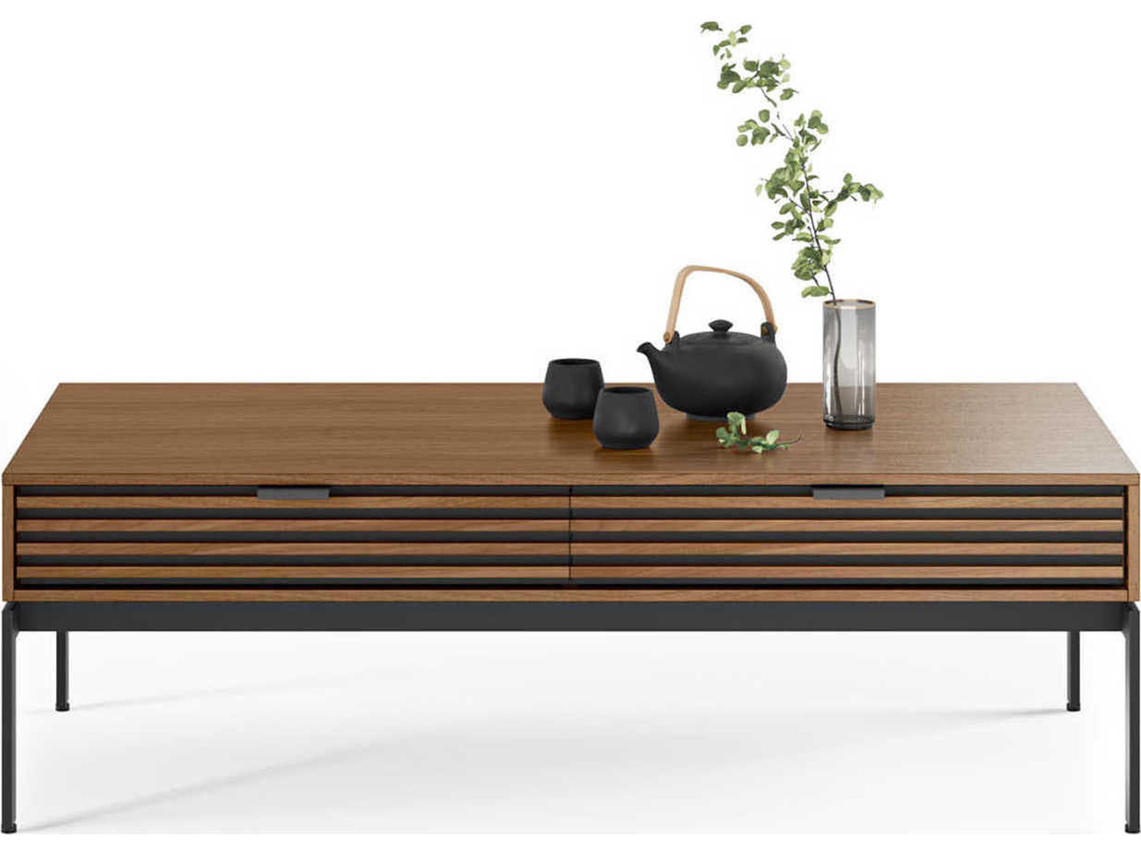 BDI Cora Rectangular Wood Natural Walnut Black Coffee Table