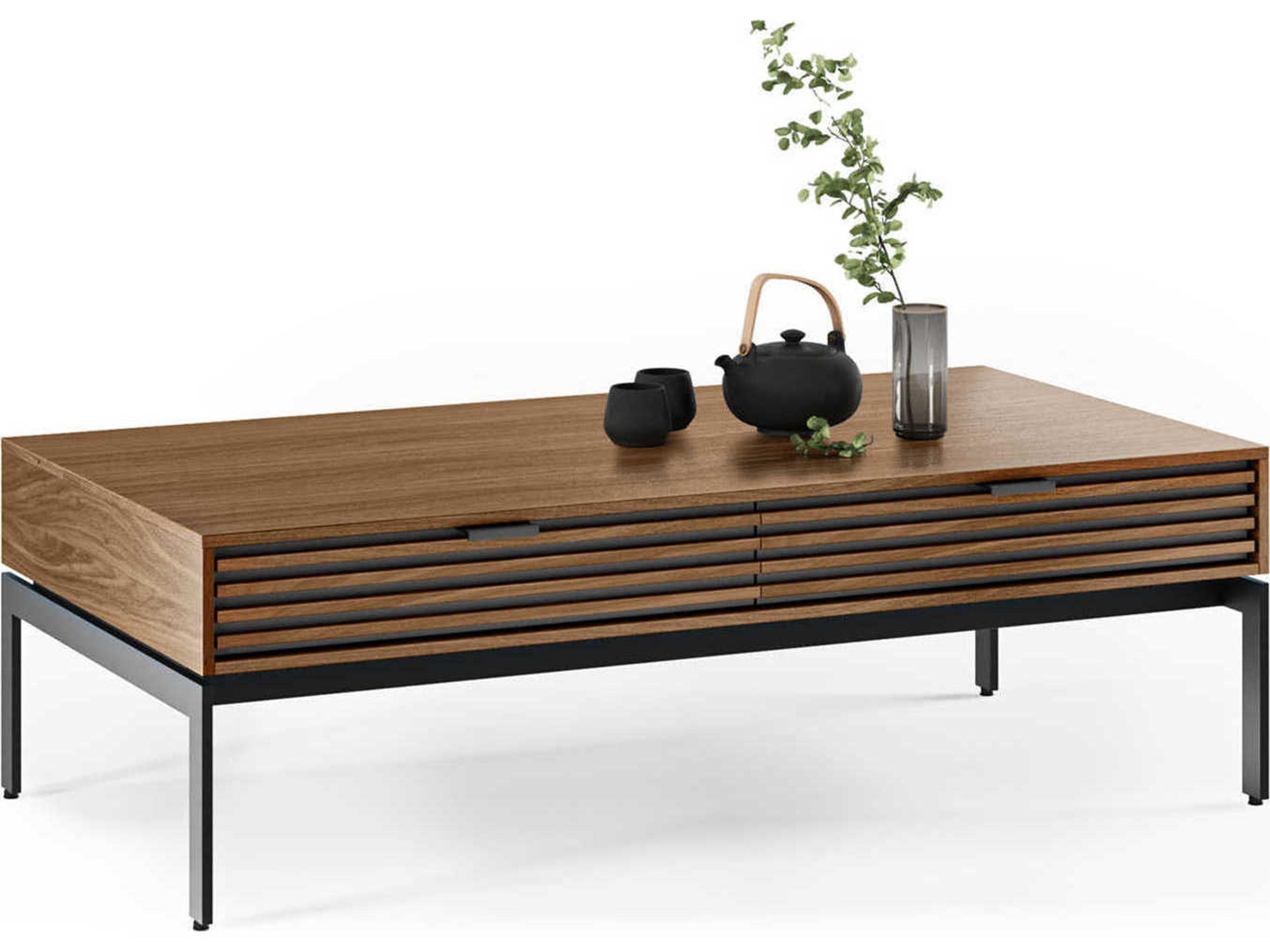 BDI Cora Rectangular Wood Natural Walnut Black Coffee Table