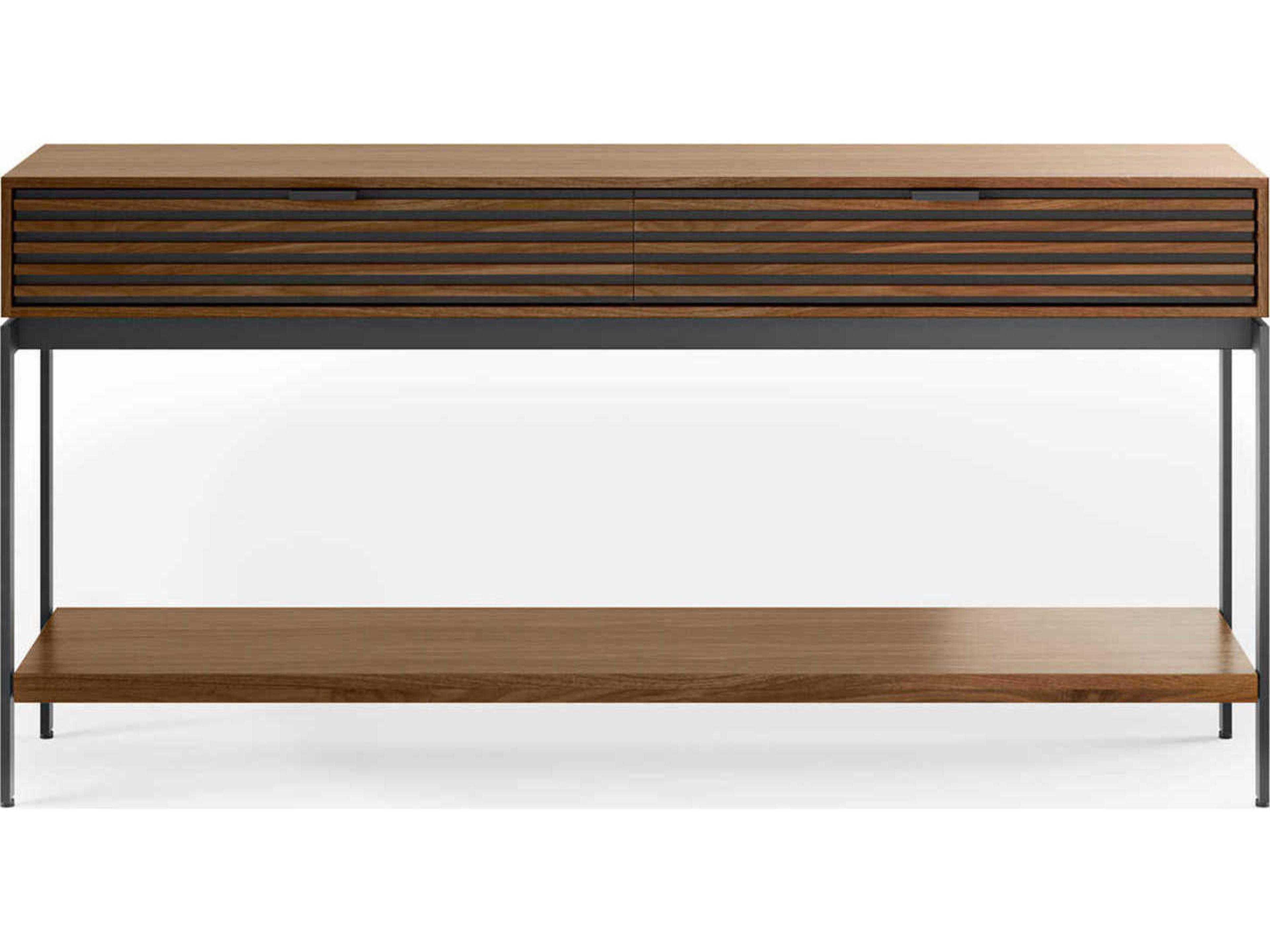 BDI Cora Rectangular Wood Natural Walnut Black Console Table