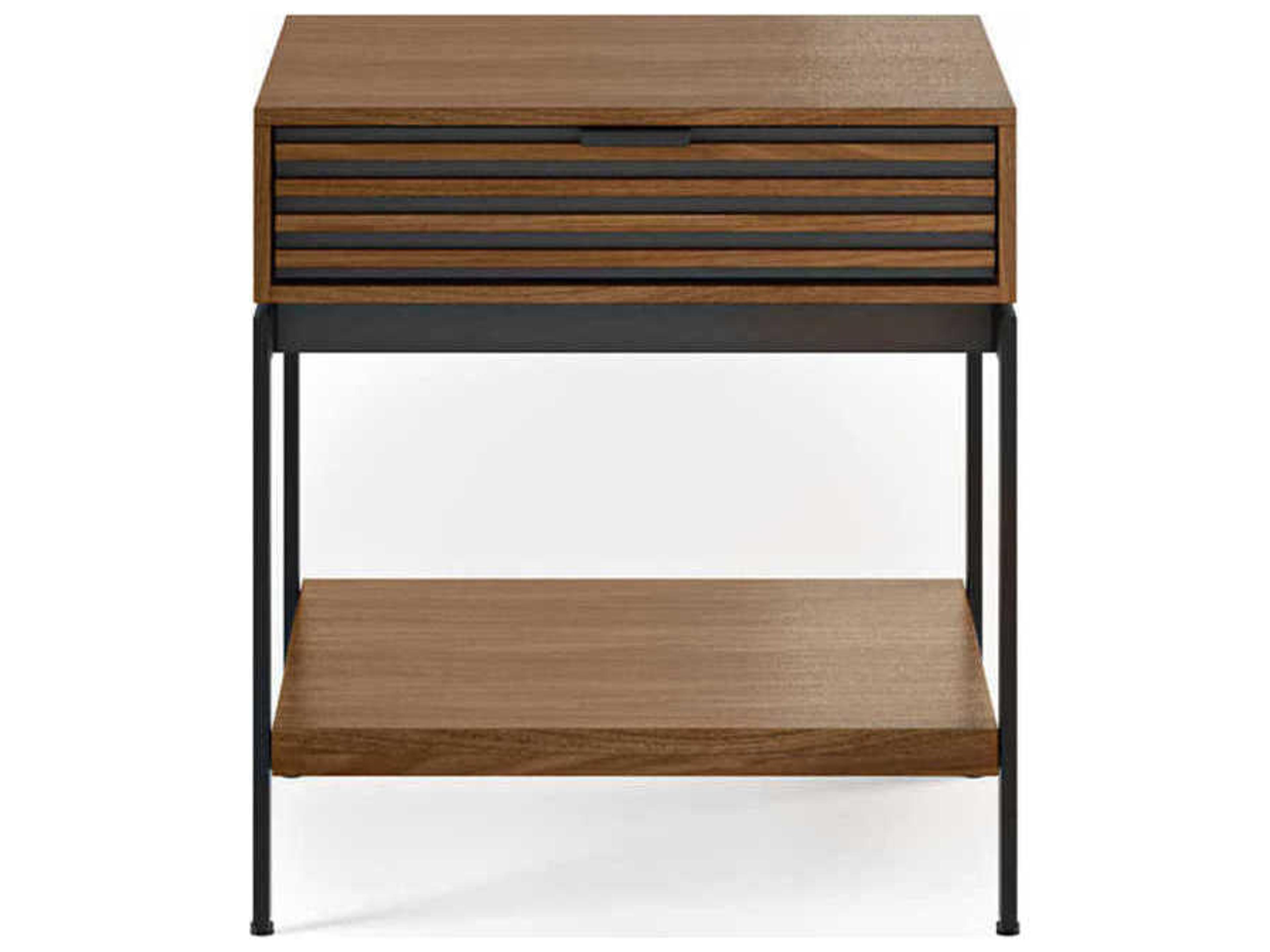 BDI Cora Square Wood Natural Walnut Black End Table