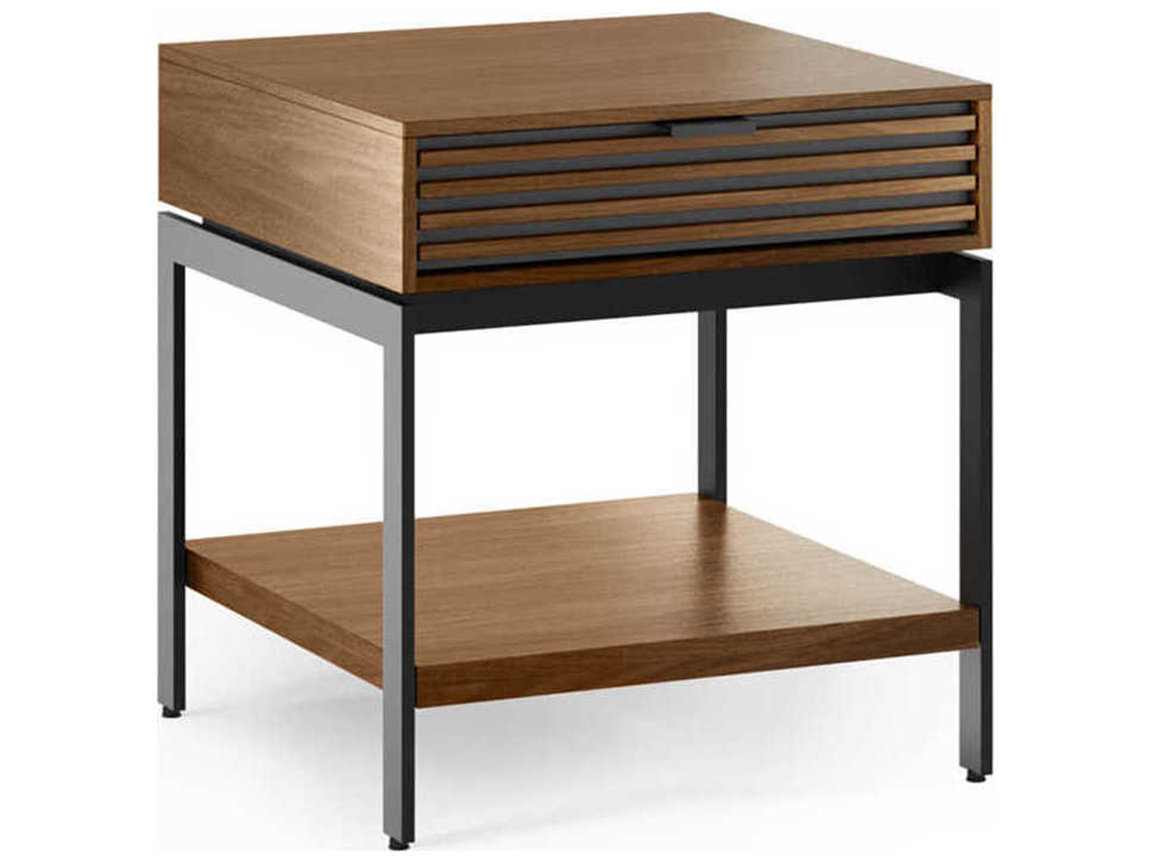 Cora End Table Natural Walnut Modern Louvered