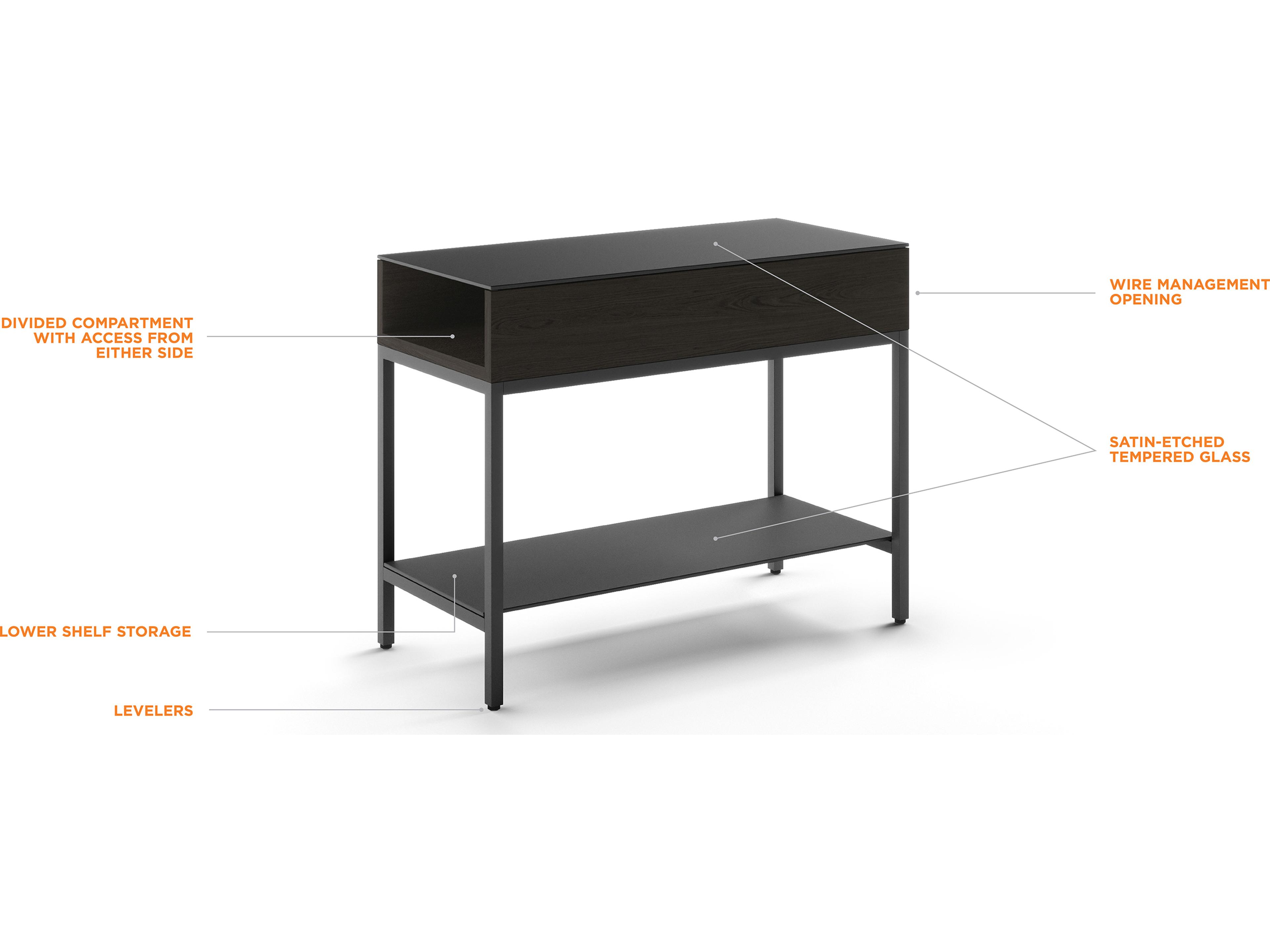BDI Reveal Rectangular Glass Charcoal Stained Ash End Table