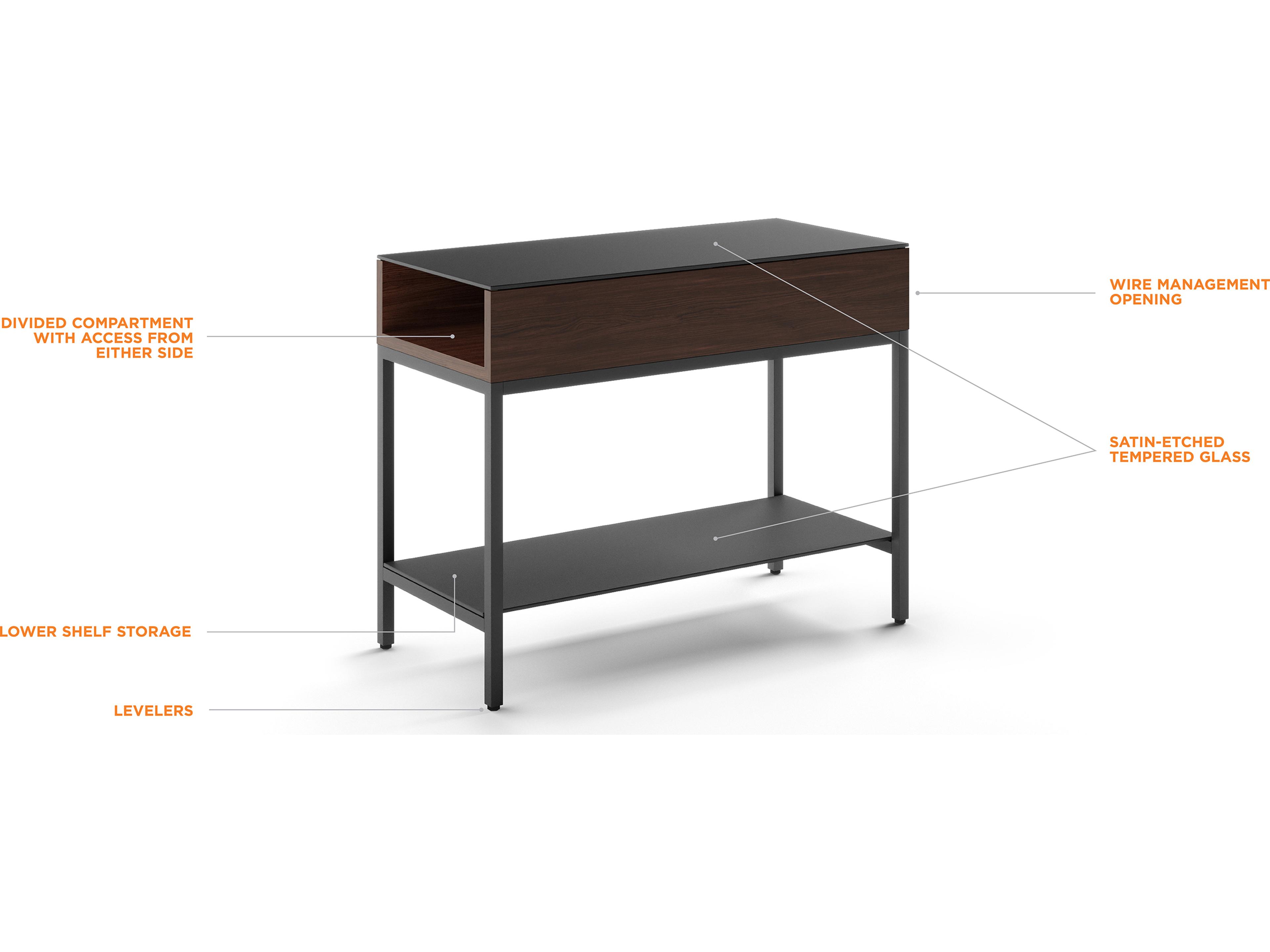 BDI Reveal Rectangular Glass Chocolate Stained Walnut End Table