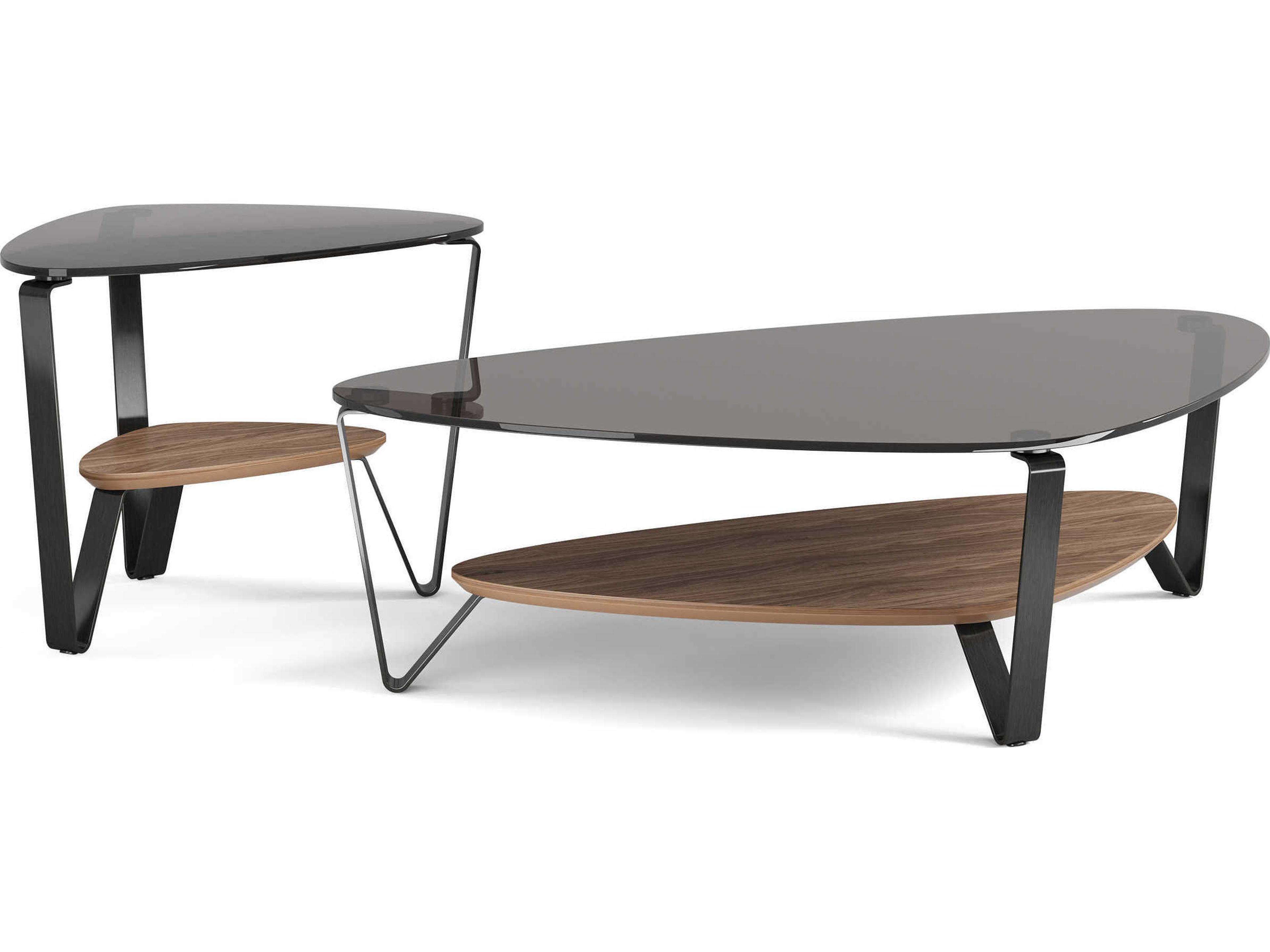 BDI Dino Glass Natural Walnut Brushed Carbon Grey Coffee Table
