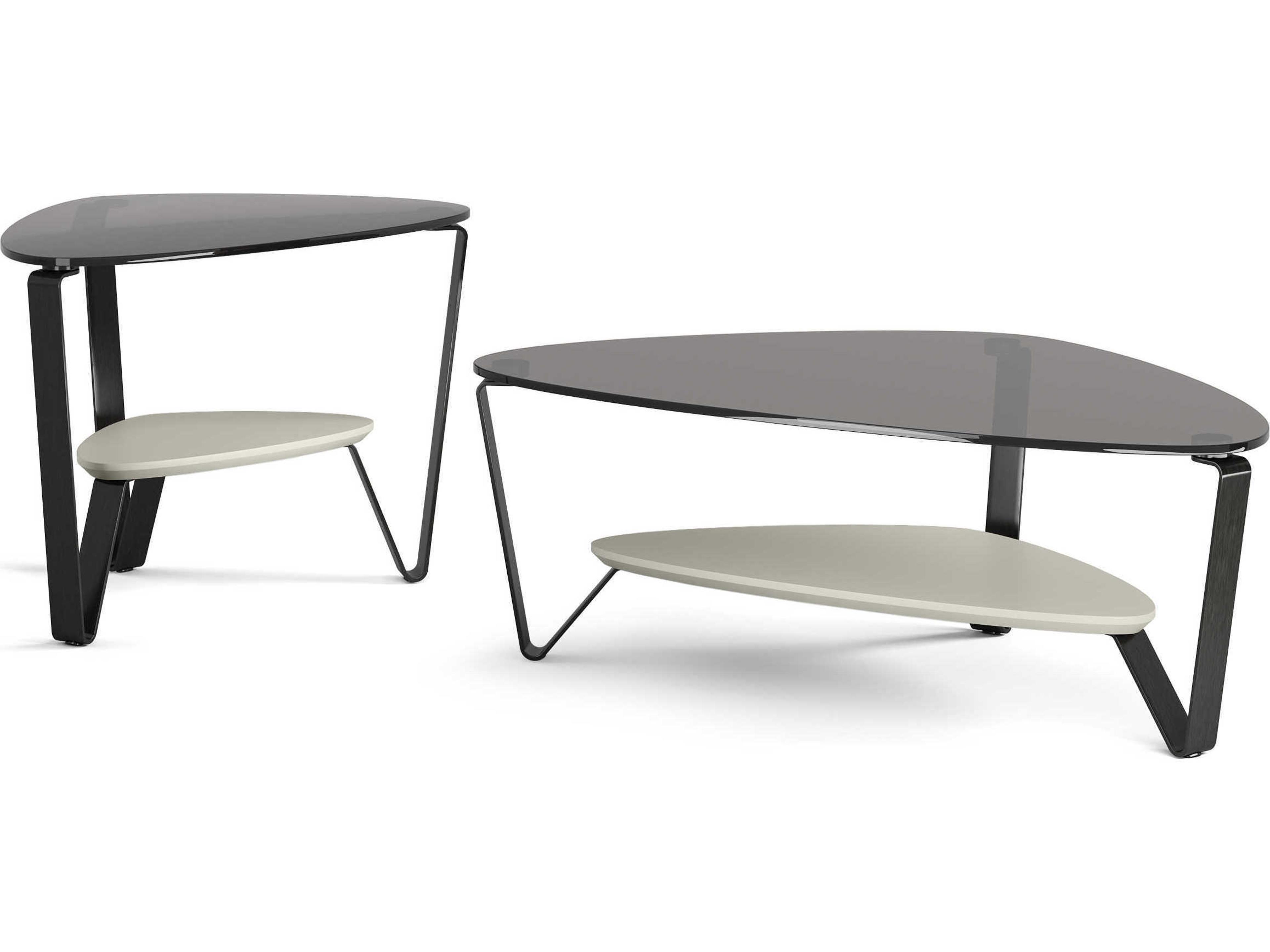 BDI Dino Glass Stone Brushed Carbon Grey Coffee Table