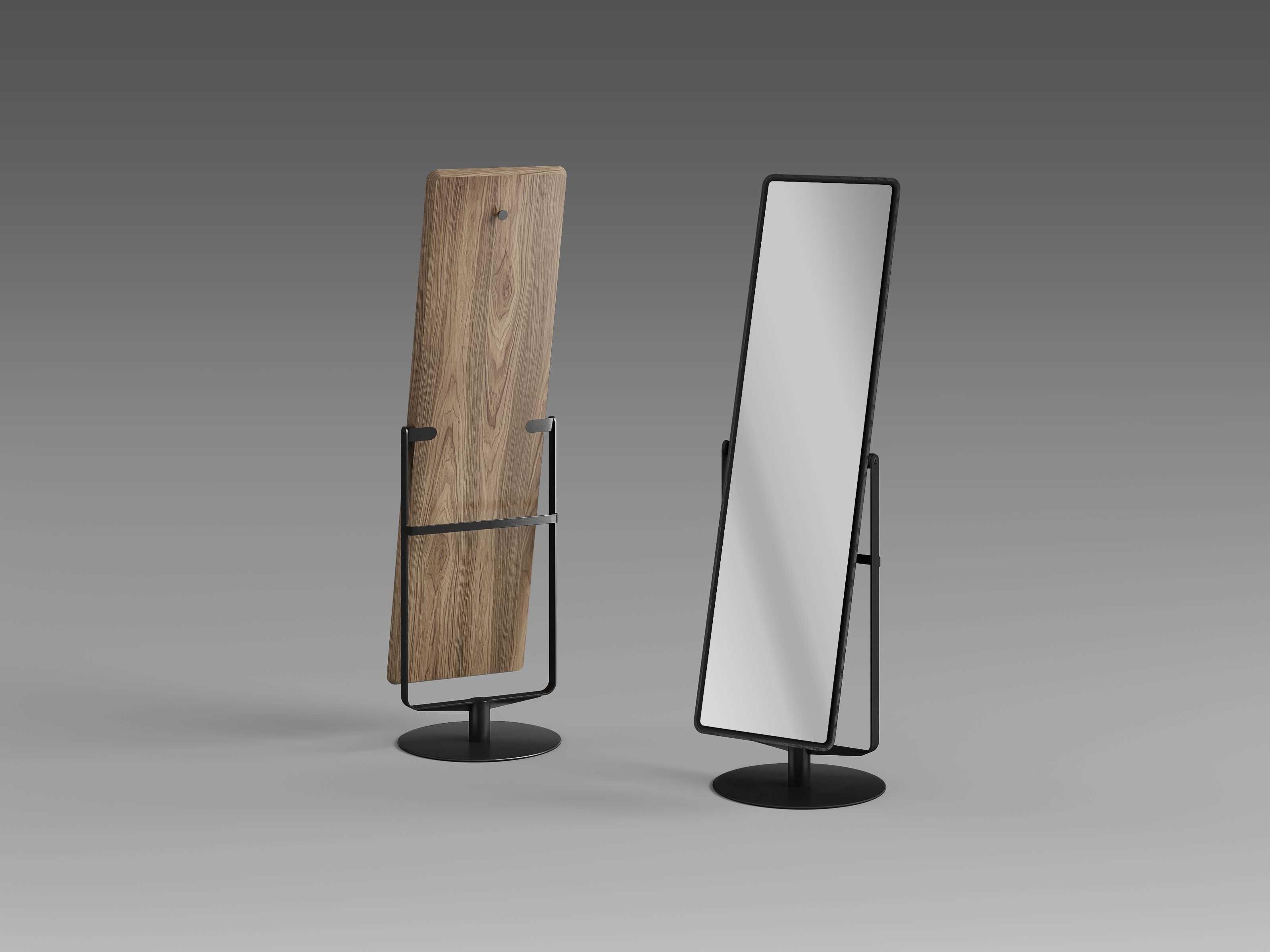 BDI Continuum Cheval Natural Walnut Clear Rectangular Floor Mirror