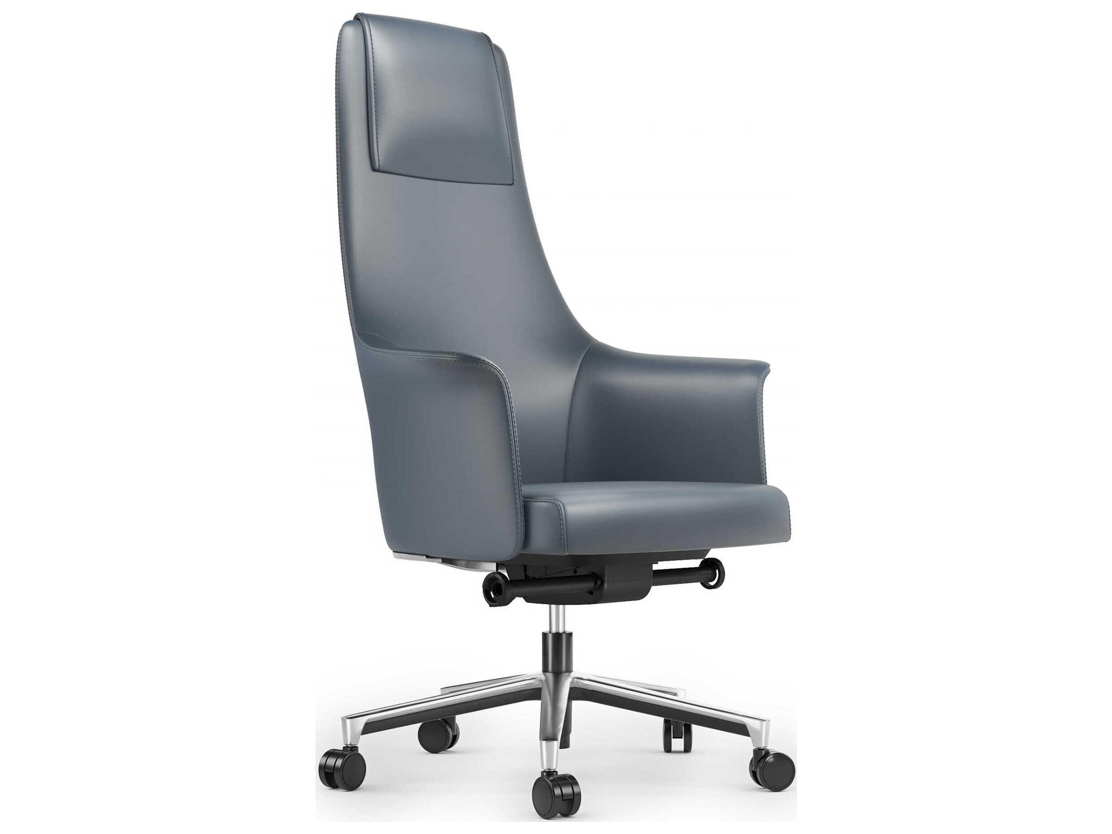 BDI Bolo Blue Leather Adjustable Swivel Executive Desk Chair