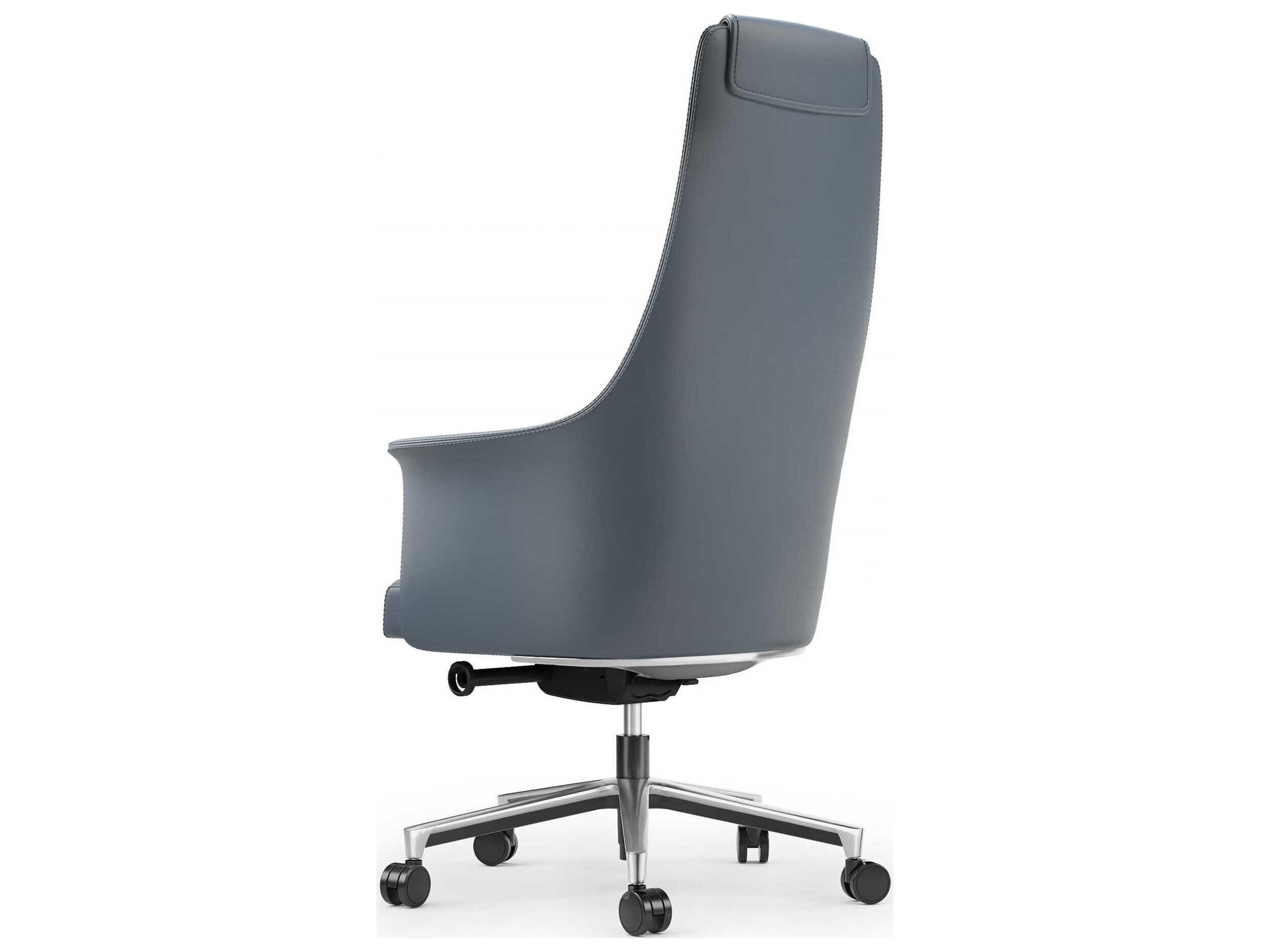 BDI Bolo Blue Leather Adjustable Swivel Executive Desk Chair