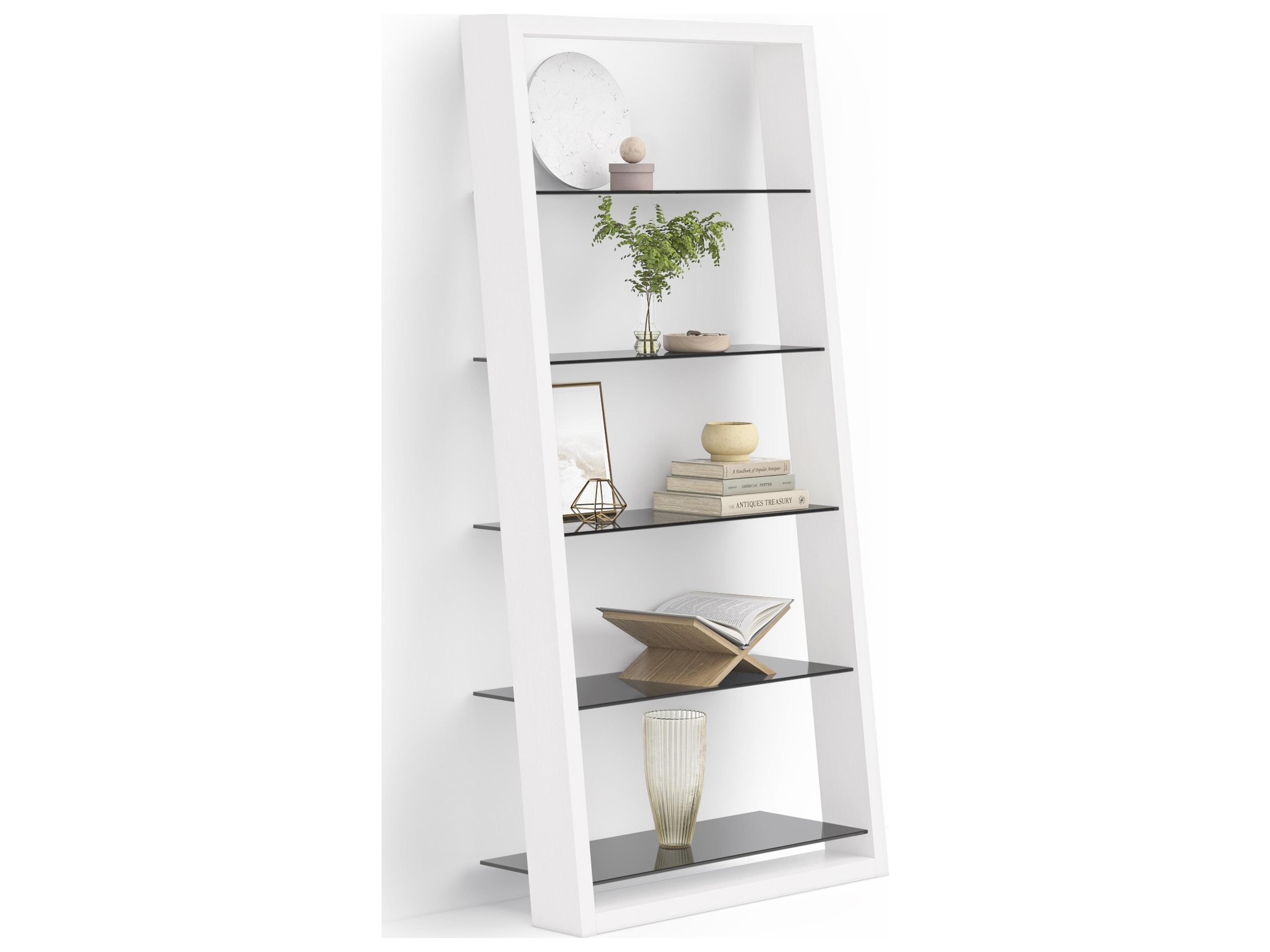 BDI Eileen Satin White Grey Bookcase