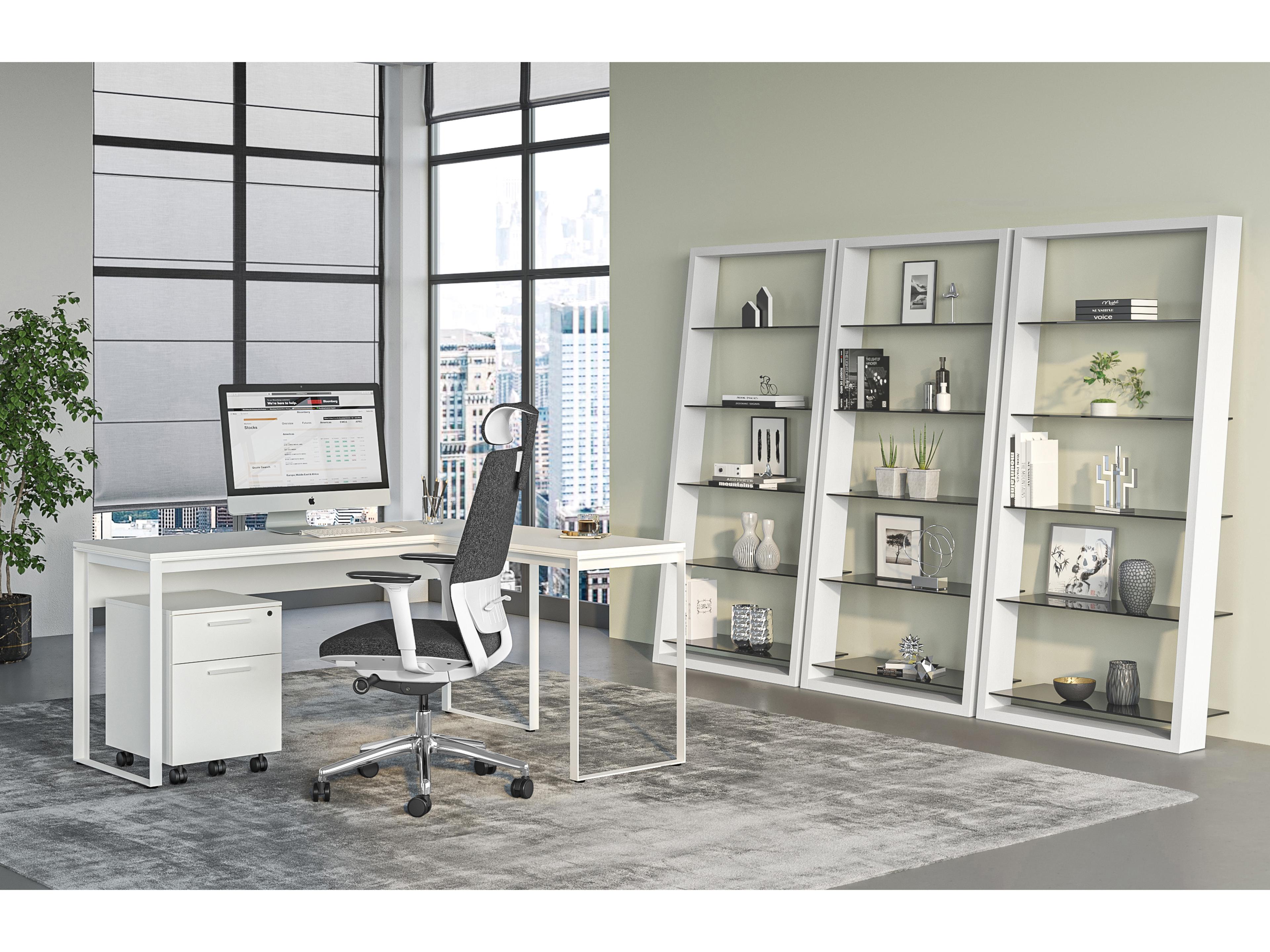 BDI Eileen Satin White Grey Bookcase