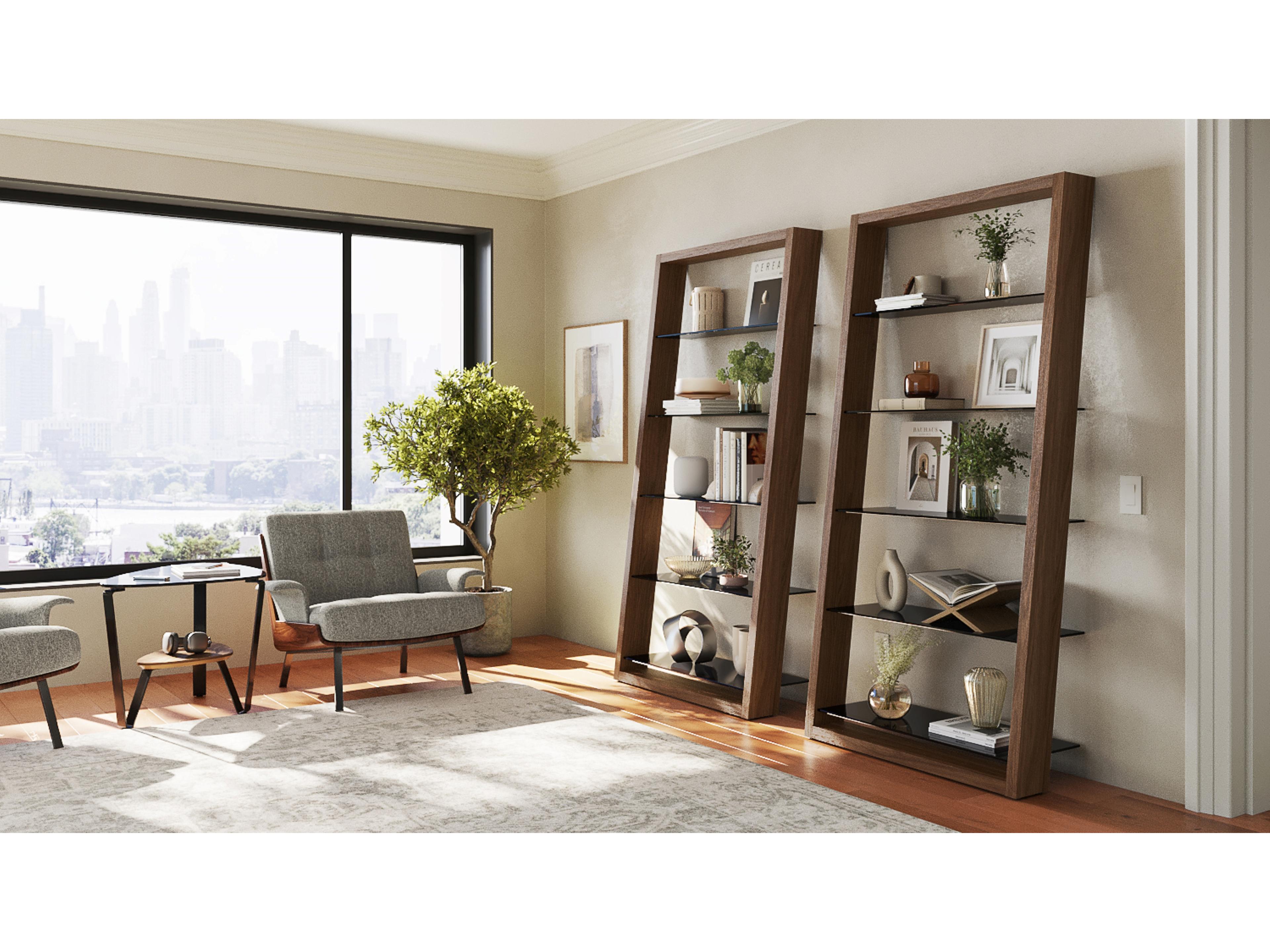 BDI Eileen Natural Walnut Grey Bookcase