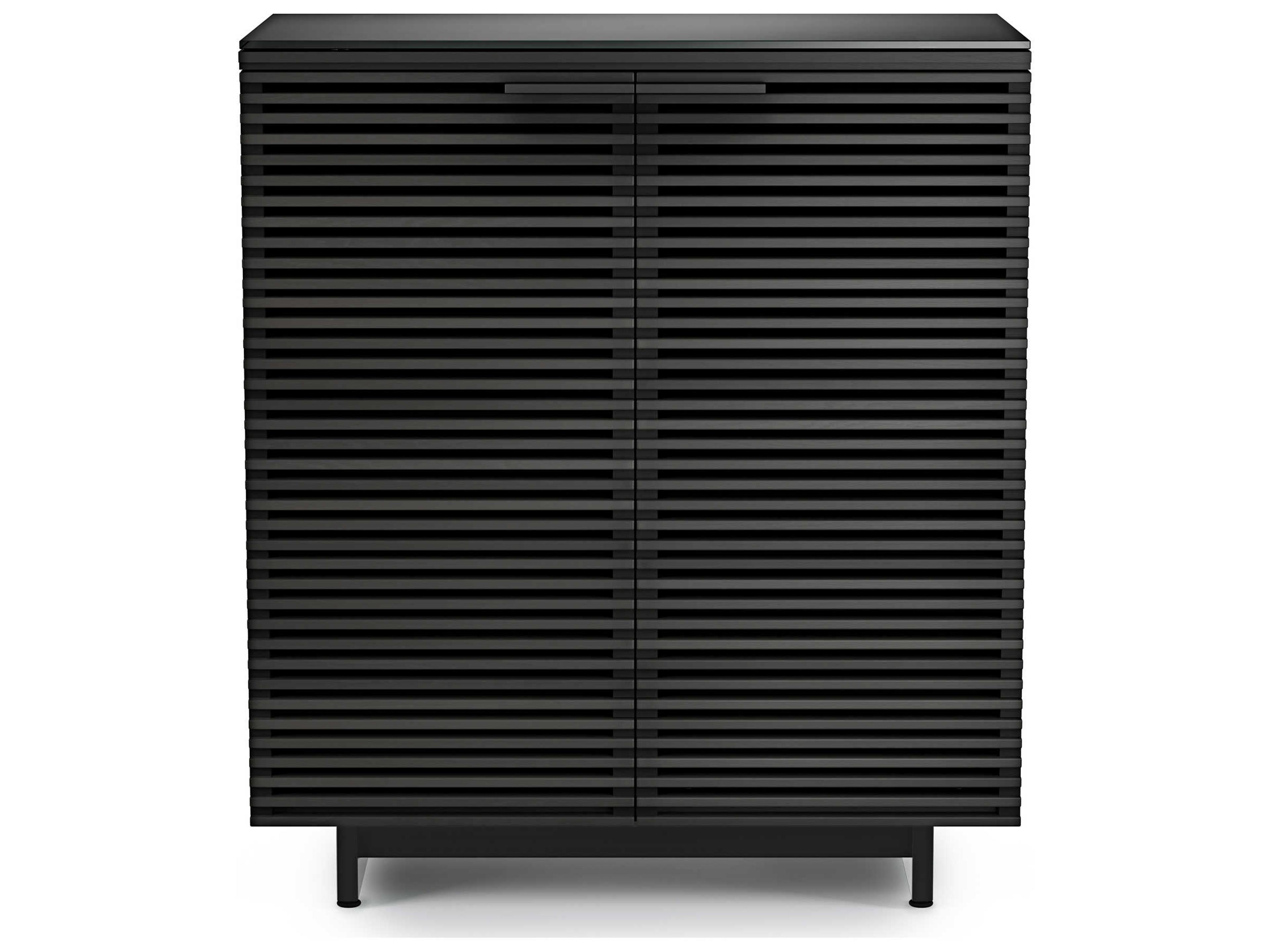 BDI Corridor Black Hardwood Charcoal Stained Ash Bar Cabinet
