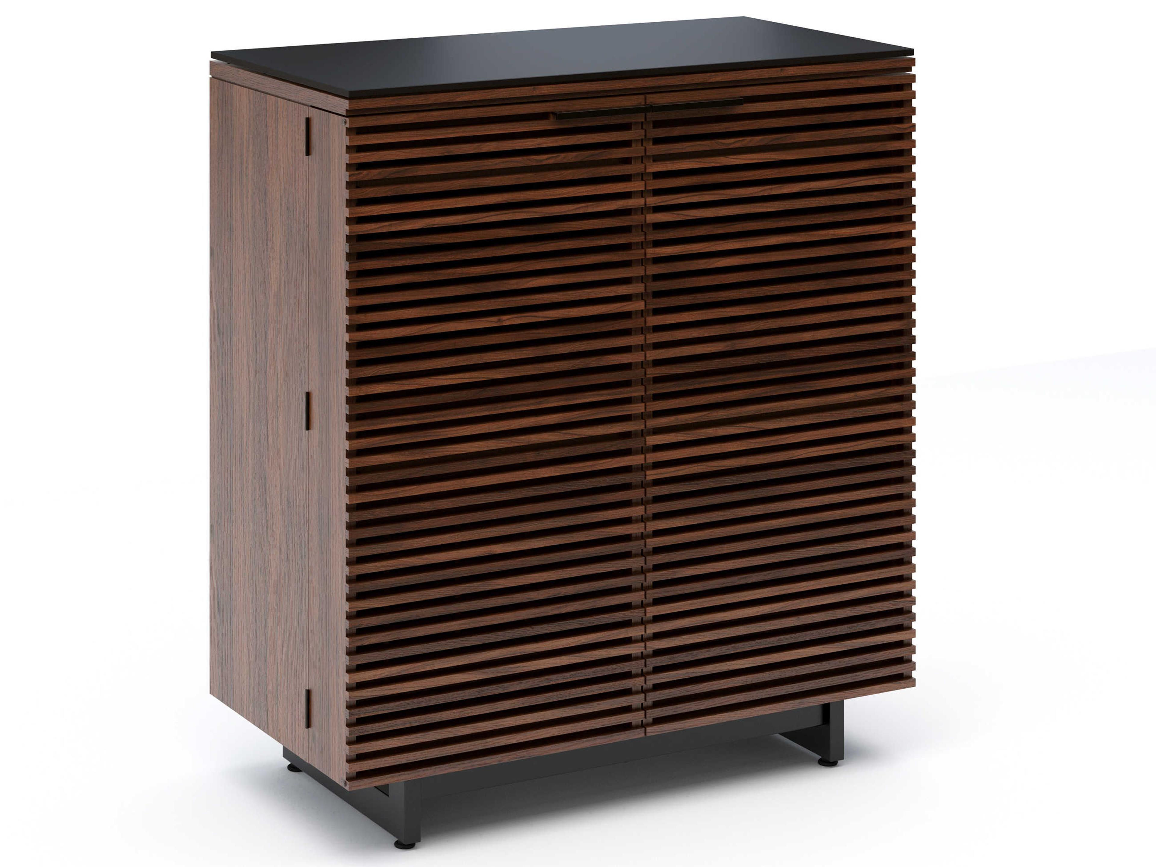 Corridor Home Bar Cabinet Chocolate Stained Walnut Louvered Doors