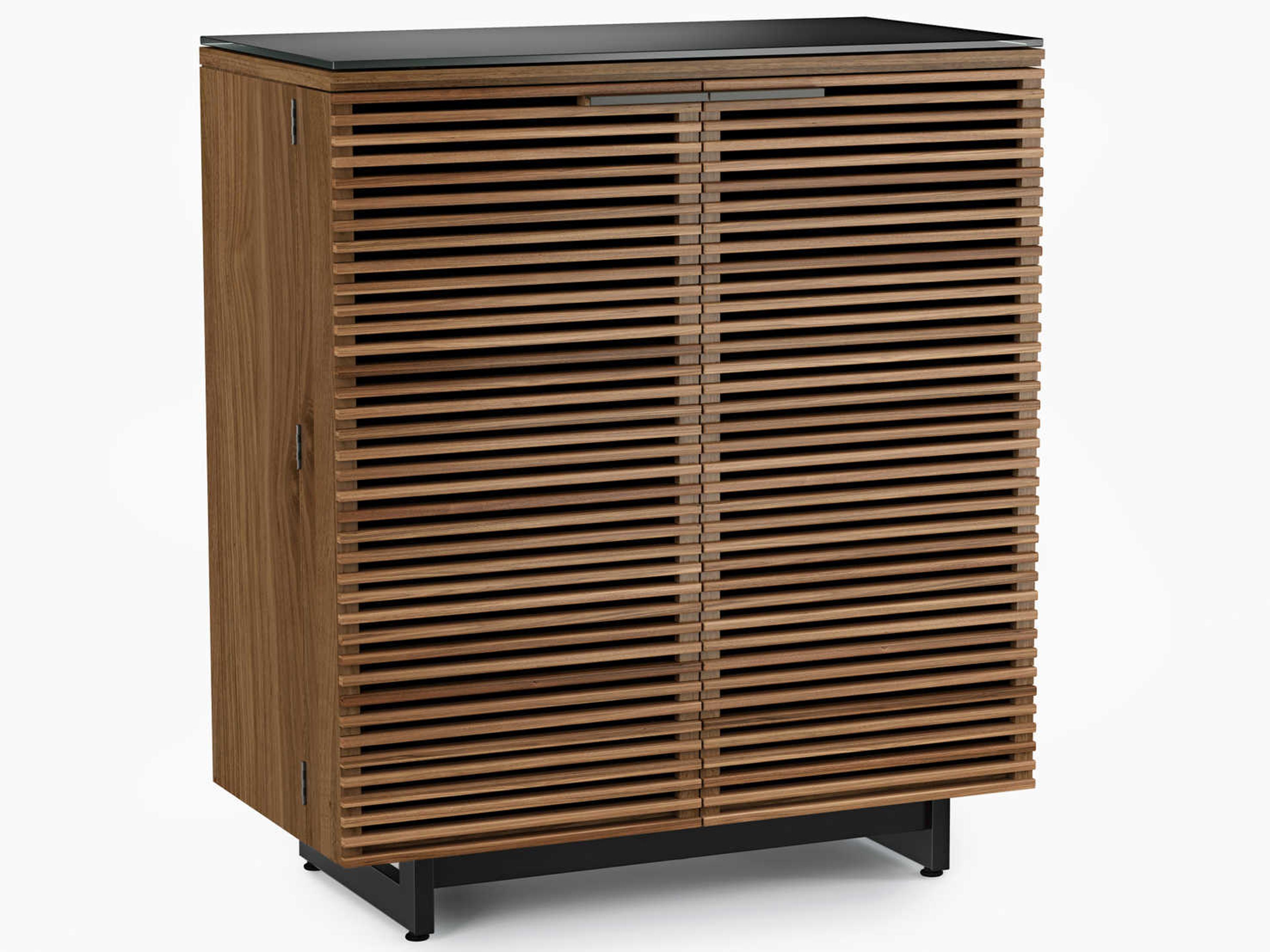 Bar Cabinet Corridor Natural Walnut Louvered Doors