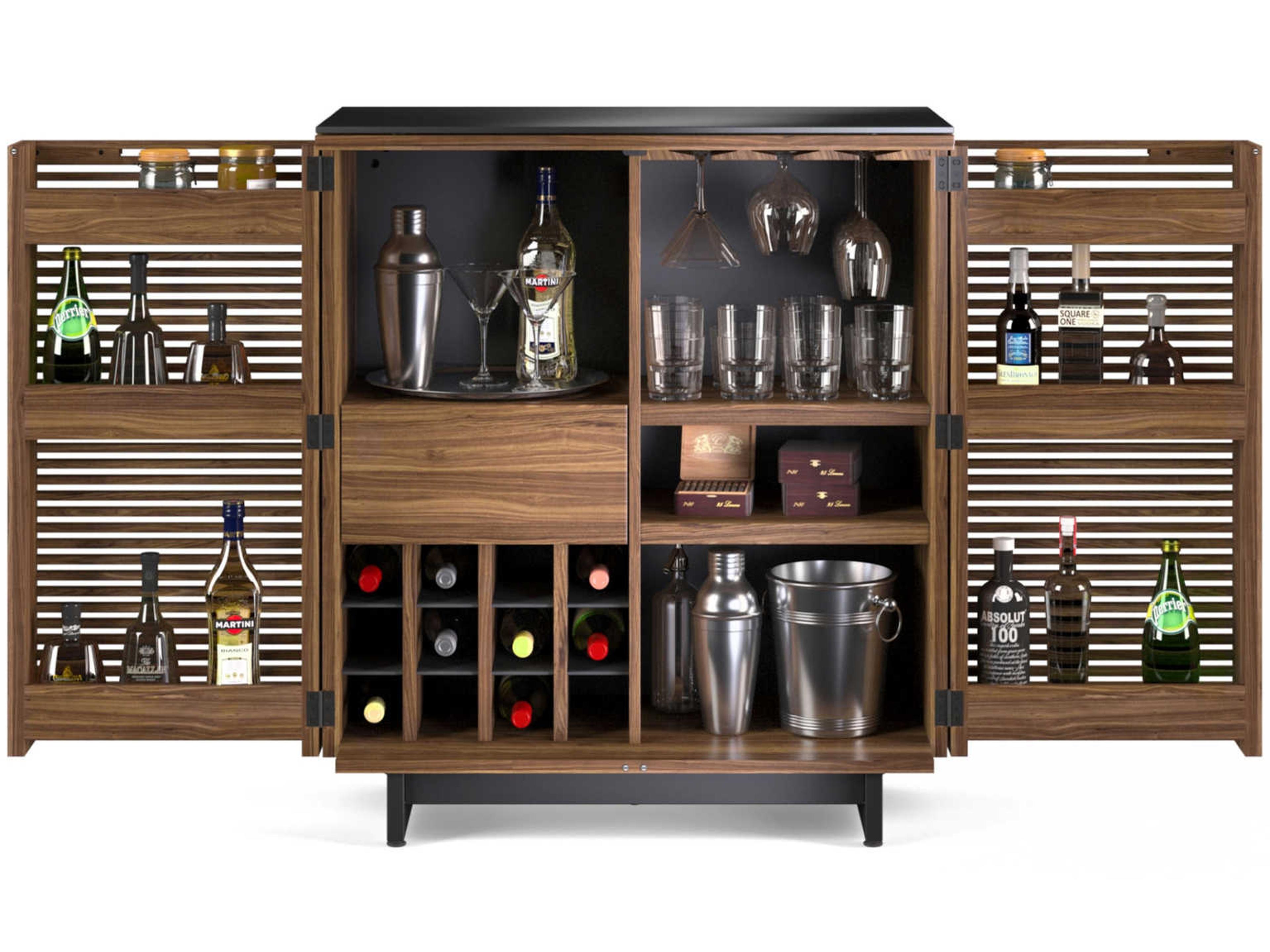 BDI Corridor Brown Hardwood Natural Walnut Bar Cabinet