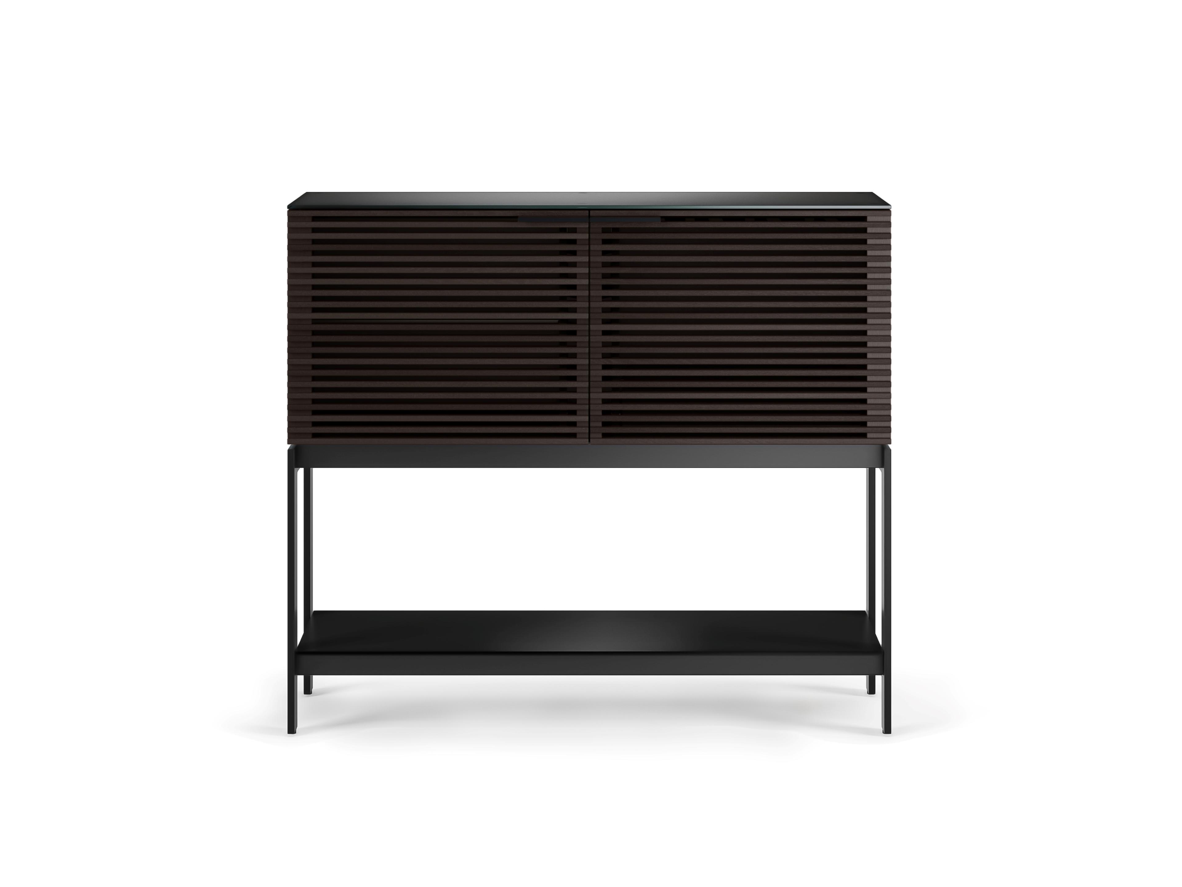 BDI Corridor Bar Brown Solid Wood Charcoal Stained Ash Black Wine Cabinet