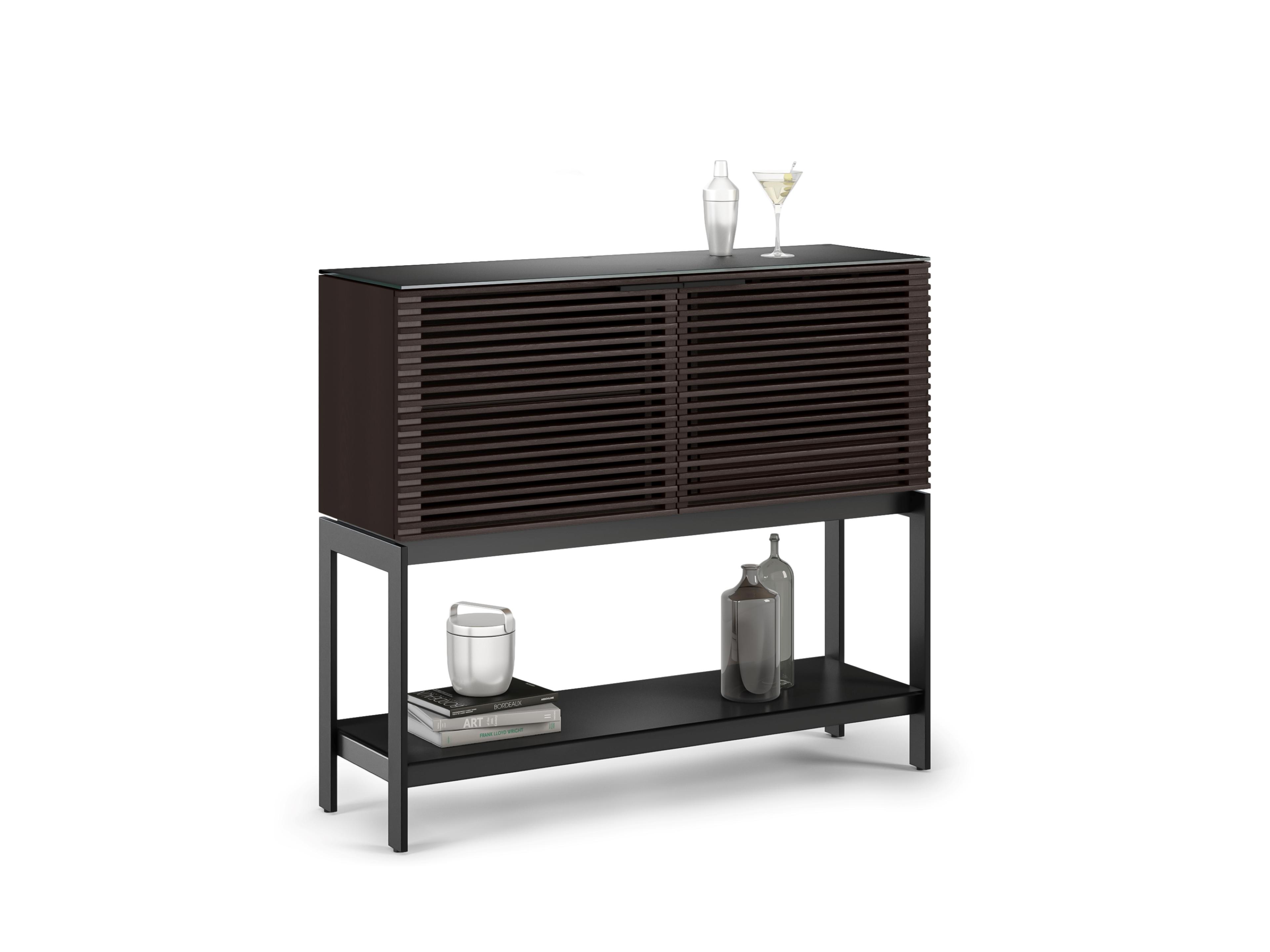 BDI Corridor Bar Brown Solid Wood Charcoal Stained Ash Black Wine Cabinet