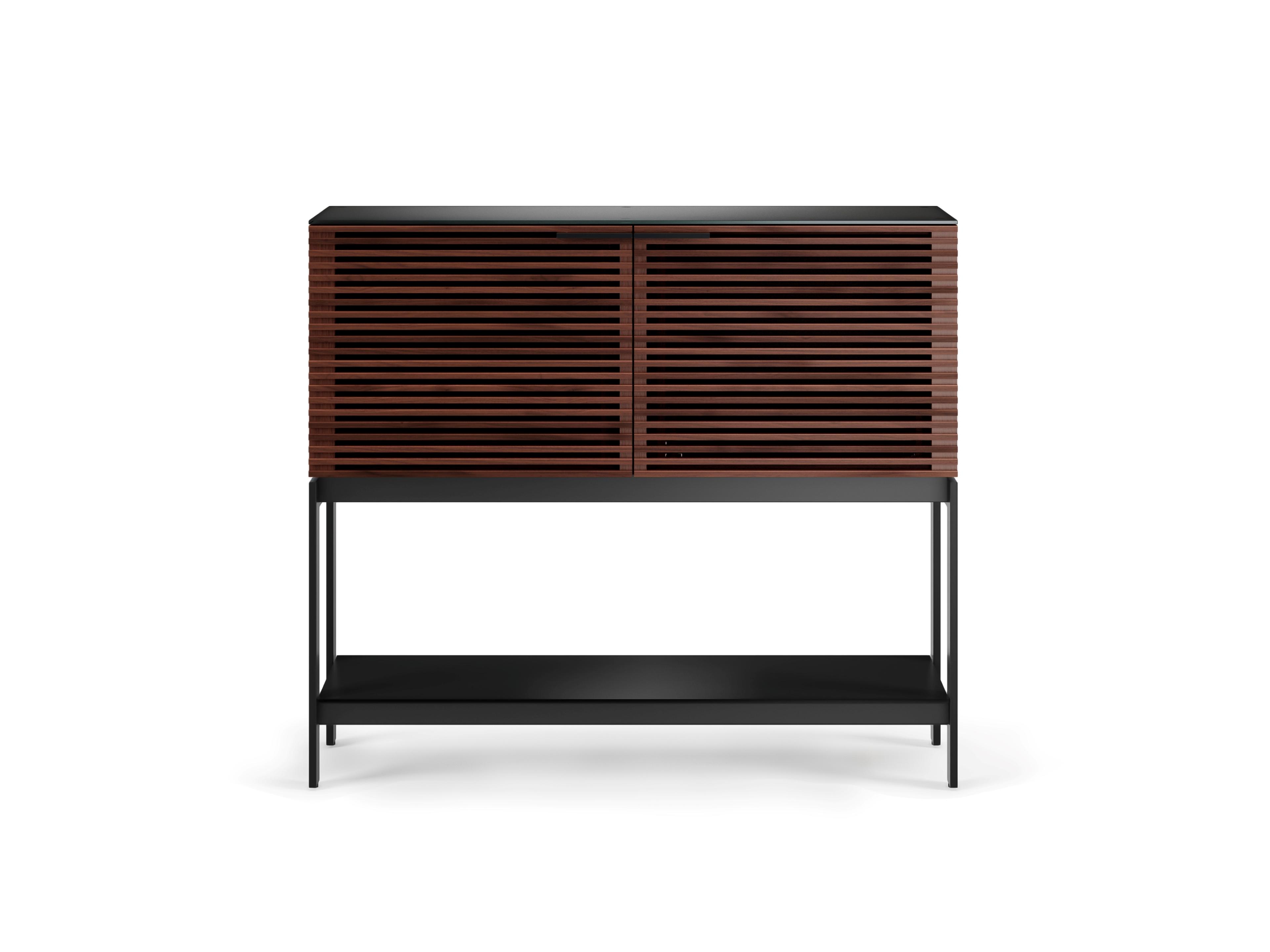 BDI Corridor Bar Brown Solid Wood Chocolate Stained Walnut Black Wine Cabinet