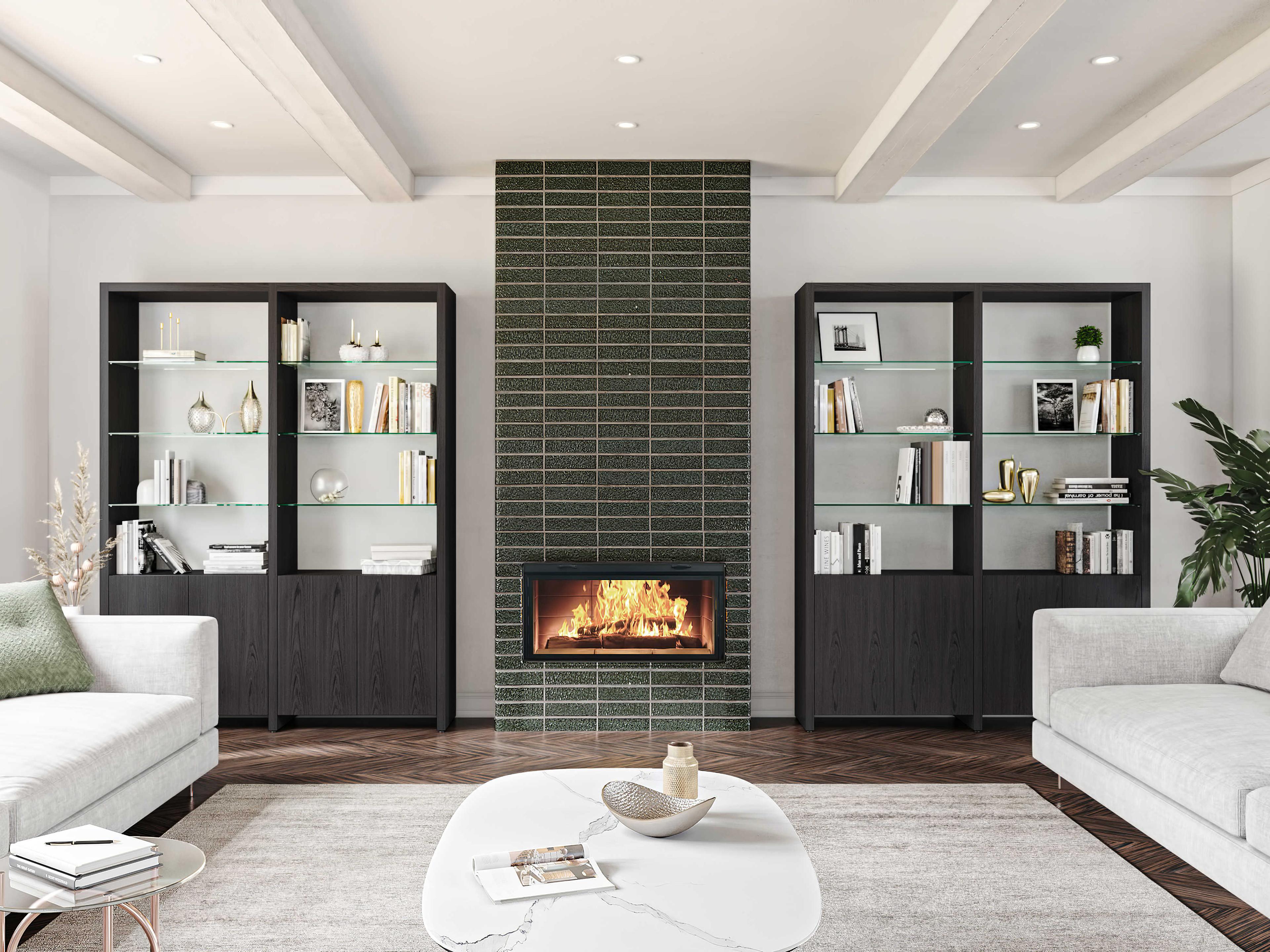 BDI Linea Shelf Charcoal Stained Ash Bookcase