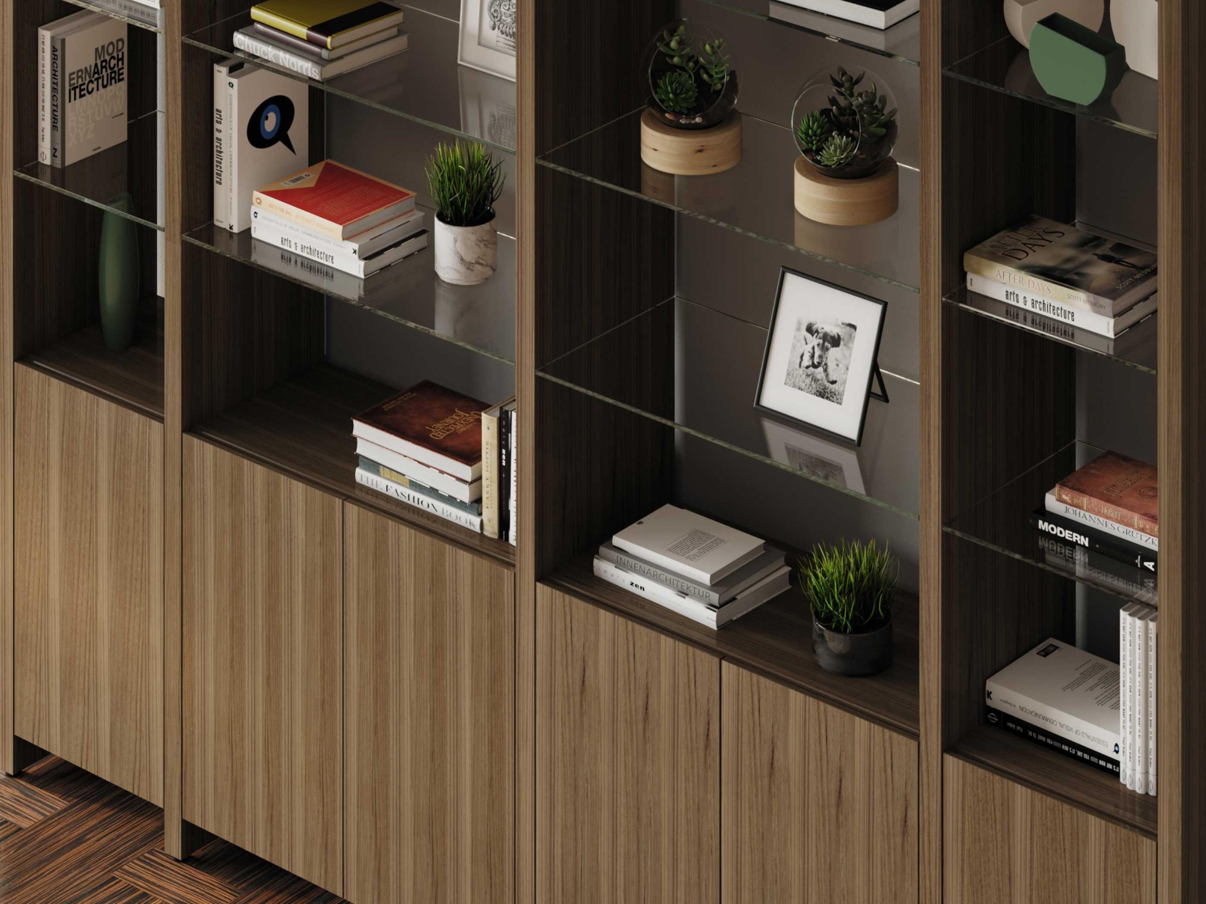 BDI Linea Shelf Charcoal Stained Ash Bookcase