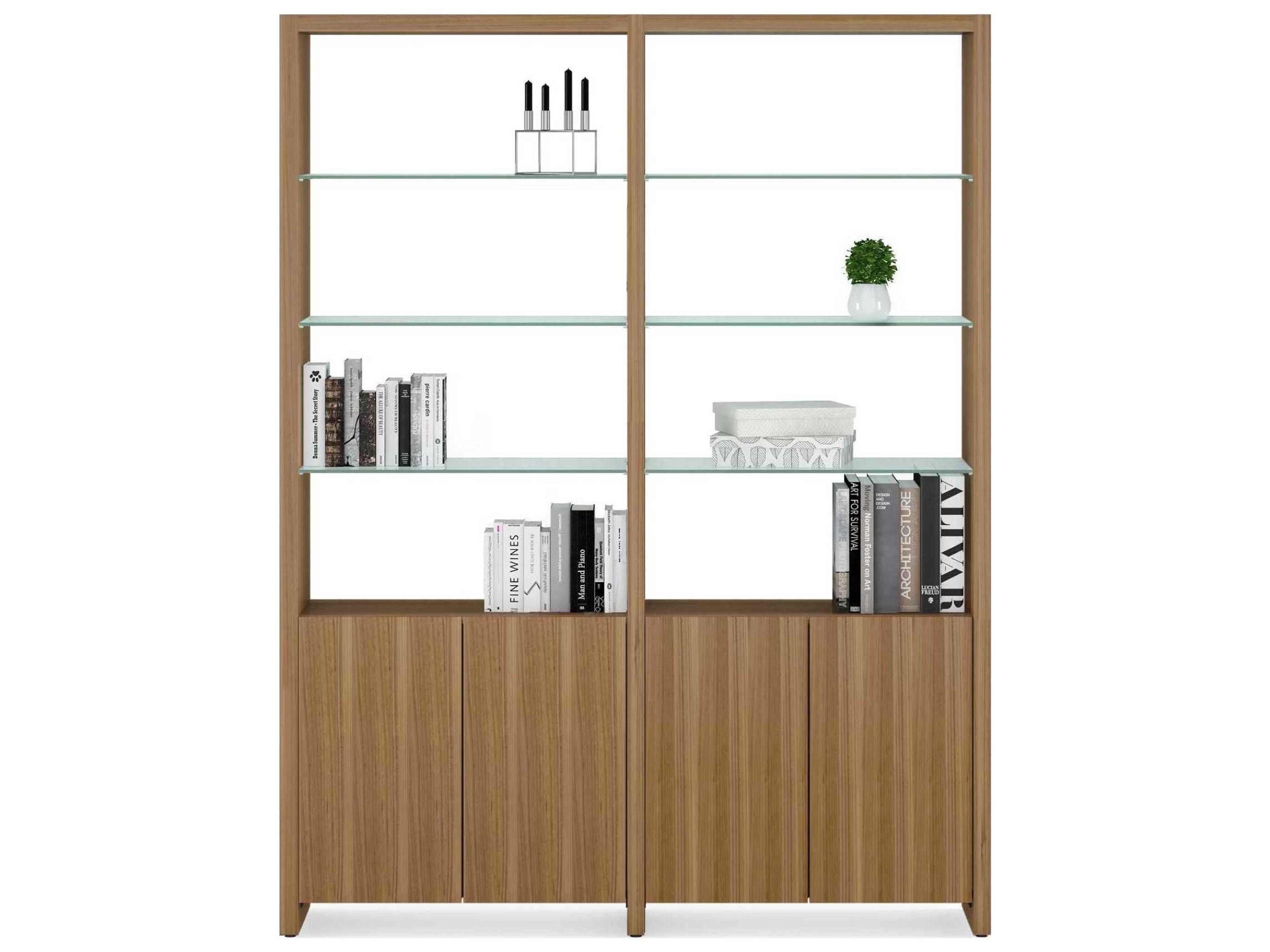 Linea Shelf System 64 Inch Walnut Modern Bookcase