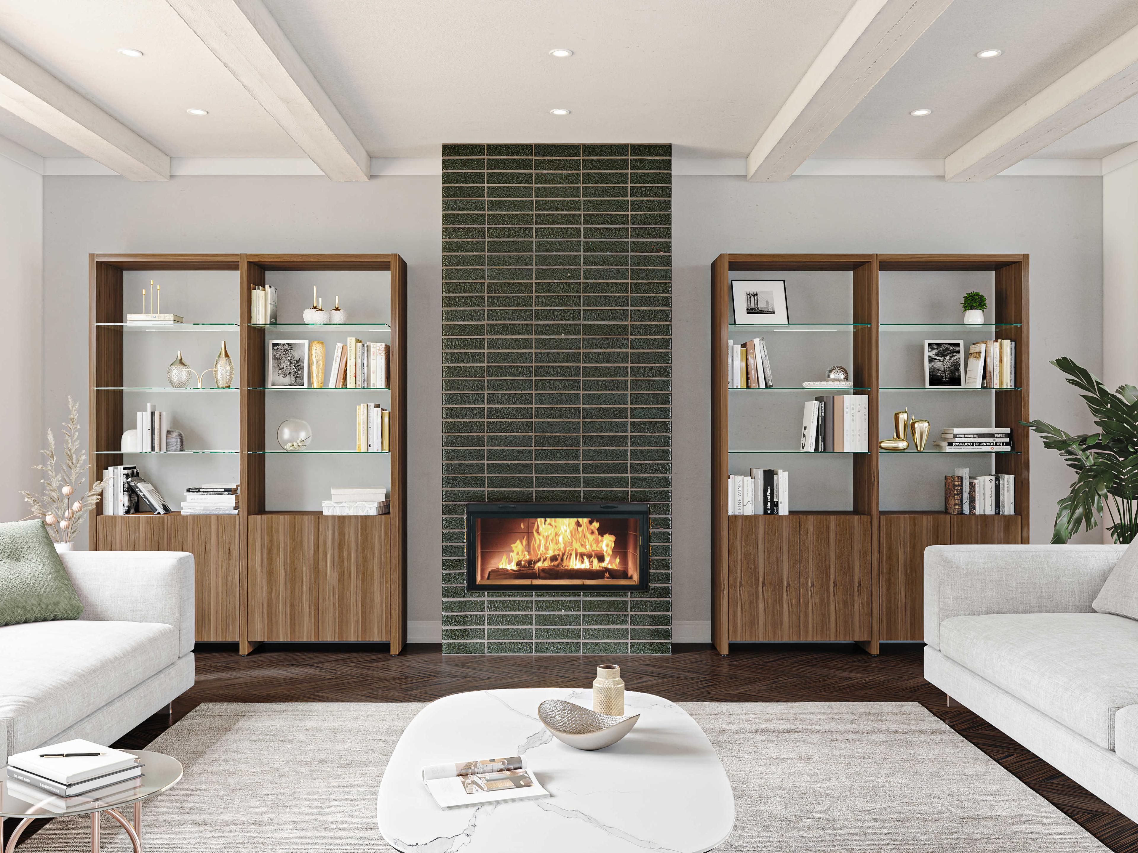 BDI Linea Shelf Natural Walnut Bookcase