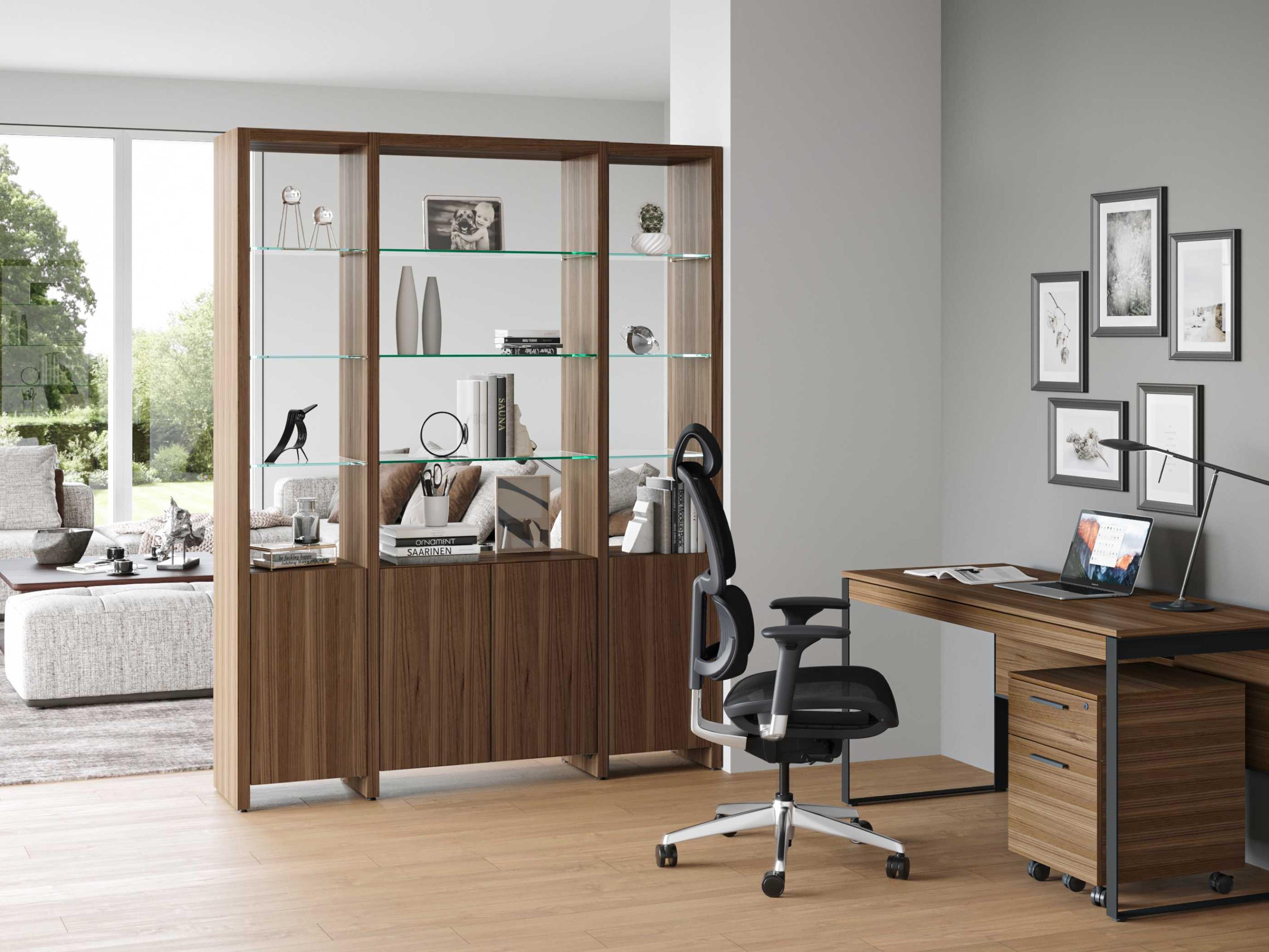 BDI Linea Shelf Natural Walnut Bookcase