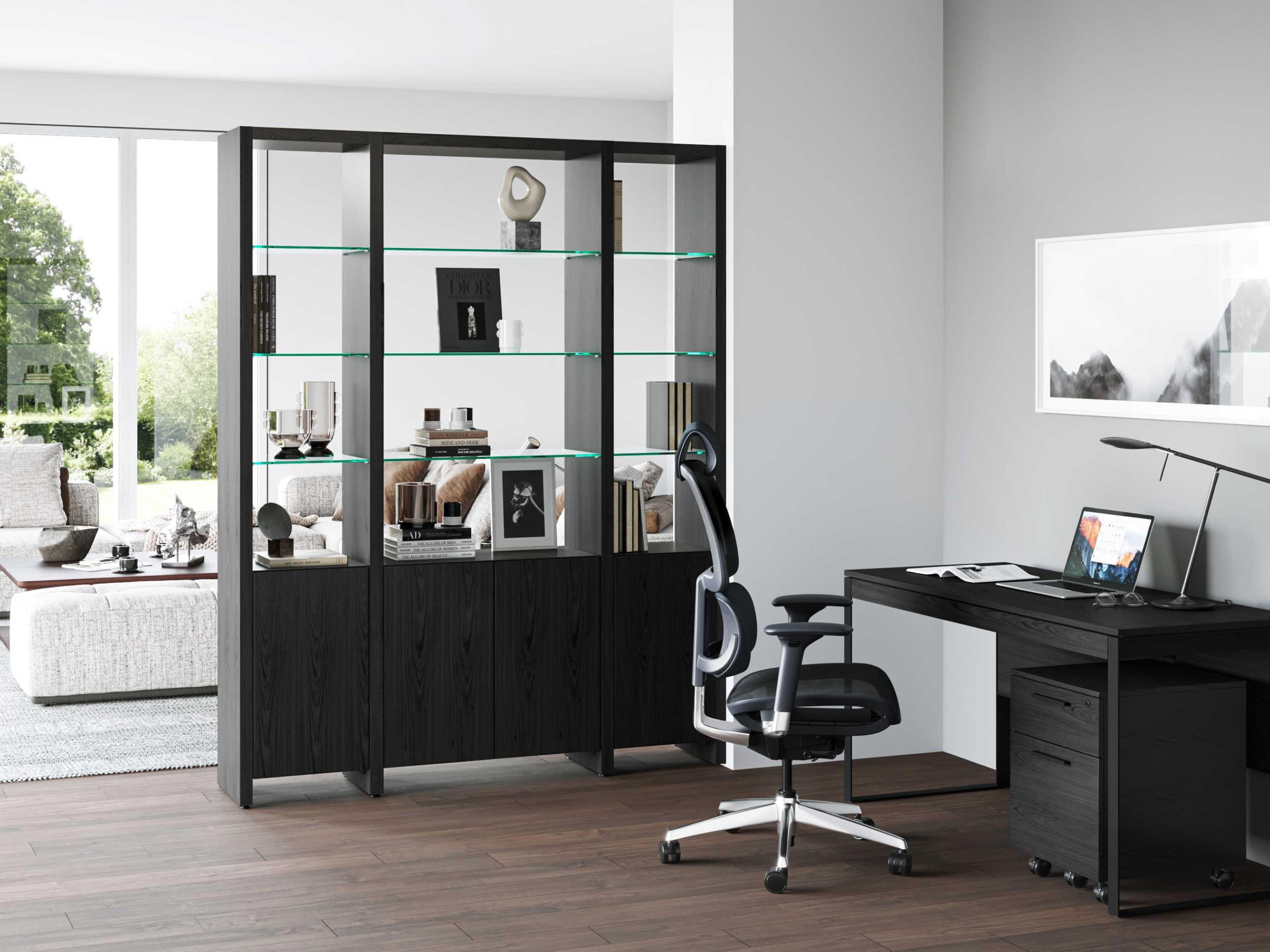 BDI Linea Shelf Charcoal Stained Ash Bookcase